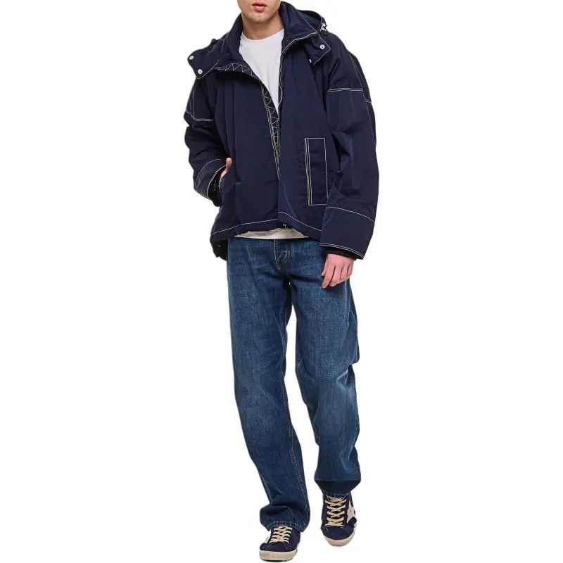 Bottega Veneta o1n1vont1224 Hooded Tech Nylon Blouson Jacket in Marine Blue Size US L / EU 52-54 / 3 - 5 Thumbnail