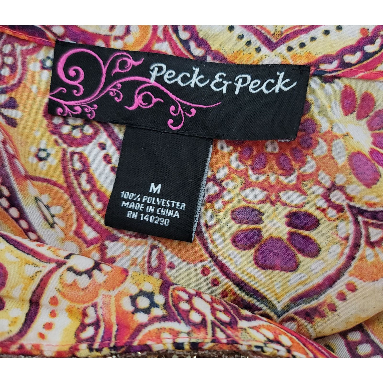 Other Peck & Peck Orange Purple Floral Beaded Peasant Top Medium Size M / US 6-8 / IT 42-44 - 4 Thumbnail