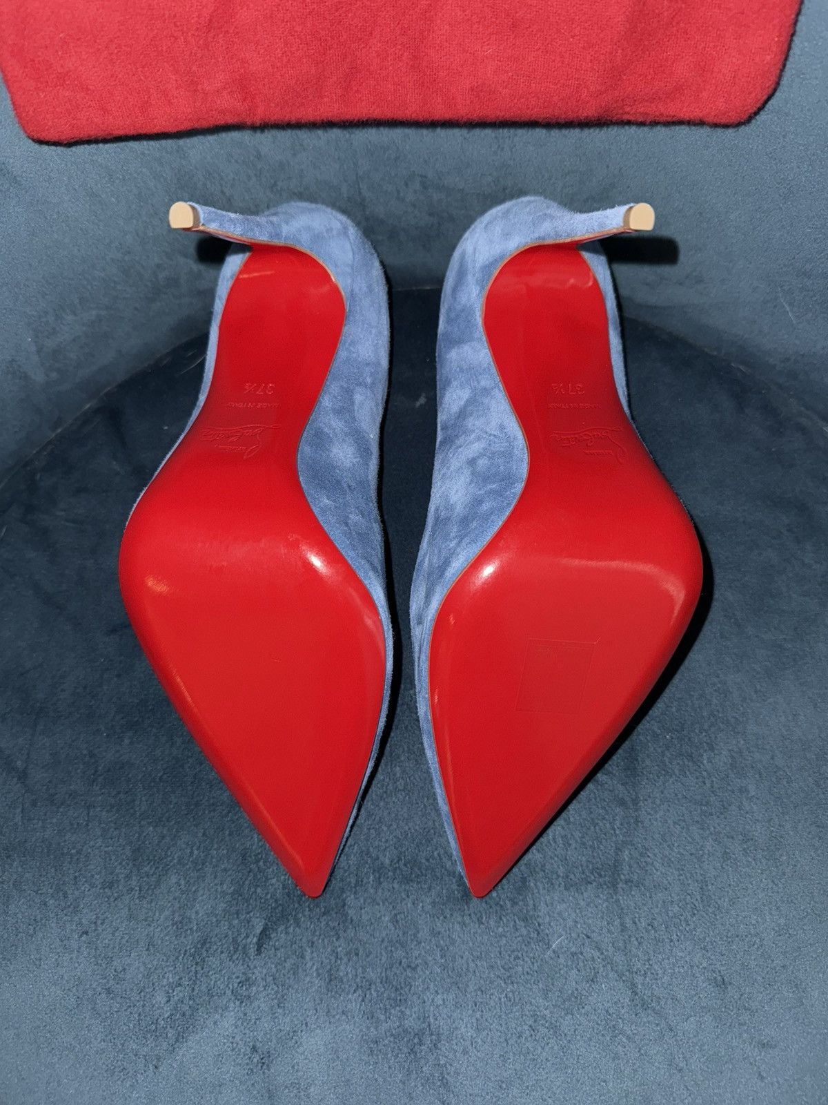 Christian Louboutin Christian Louboutin Kate 100 LAC Blue Suede Size US 7.5 / IT 37.5 - 4 Thumbnail