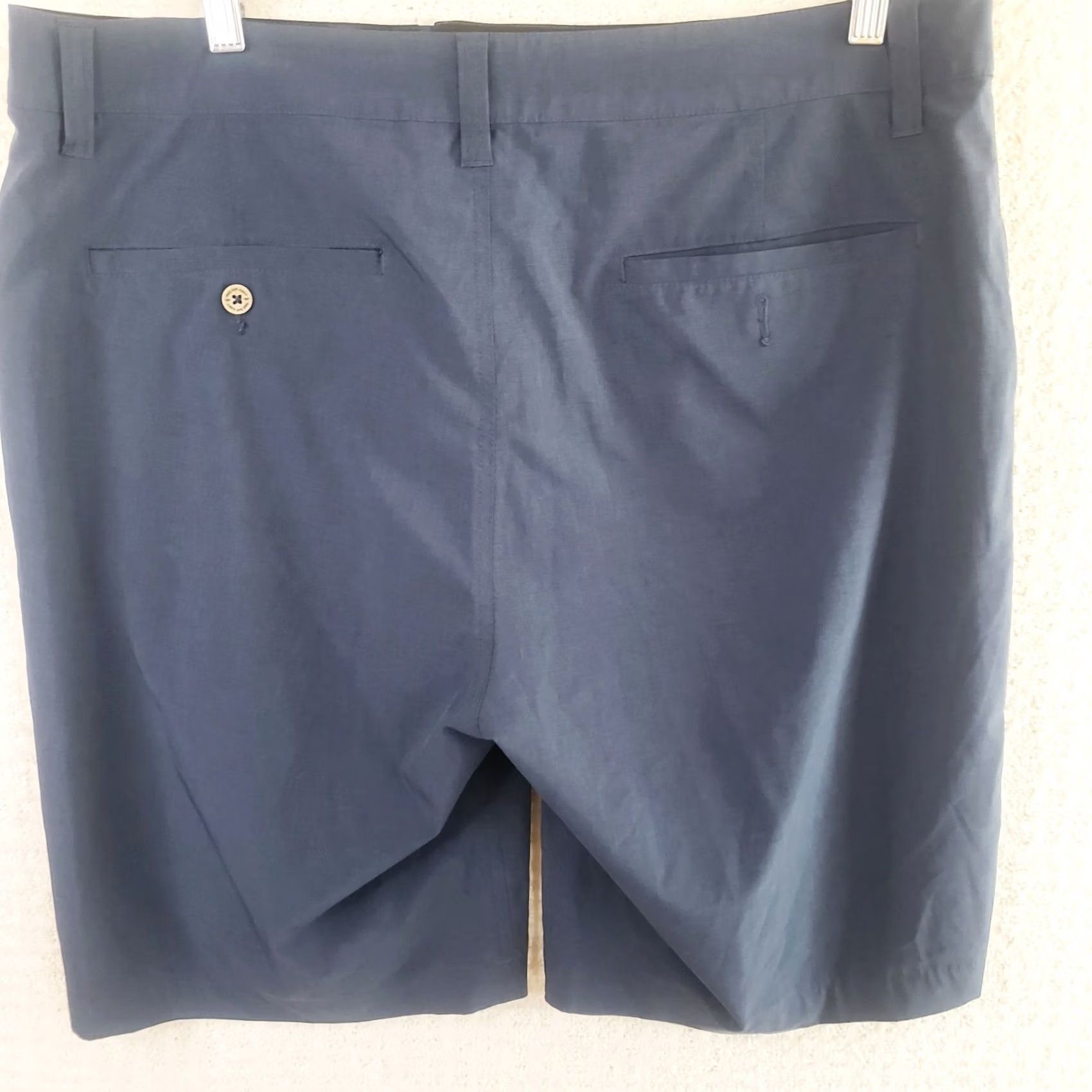 Vintage One Day Away Tech Men's 36x10 Hybrid Shorts Navy Blue Stretch Moisture Wicking Casual Workwear Chino with Pockets Front Zip Size US 36 / EU 52 - 5 Thumbnail
