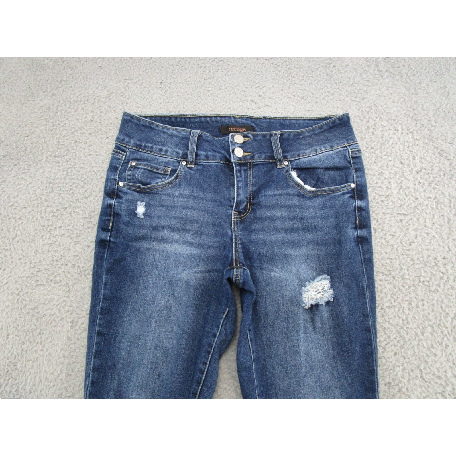 Denime Refuge Jeans Distressed Stretch Denim in Size 8 Blue Ankle Shirt? Size 30" / US 8 / IT 44 - 3 Thumbnail