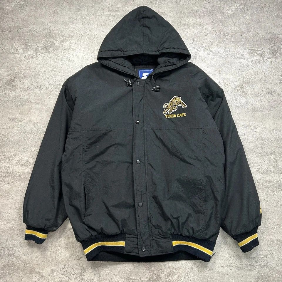 Starter × Vintage RARE CFL HAMILTON TIGER CATS STARTER PUFFER JACKET HOODDIE Size US L / EU 52-54 / 3 - 2 Thumbnail