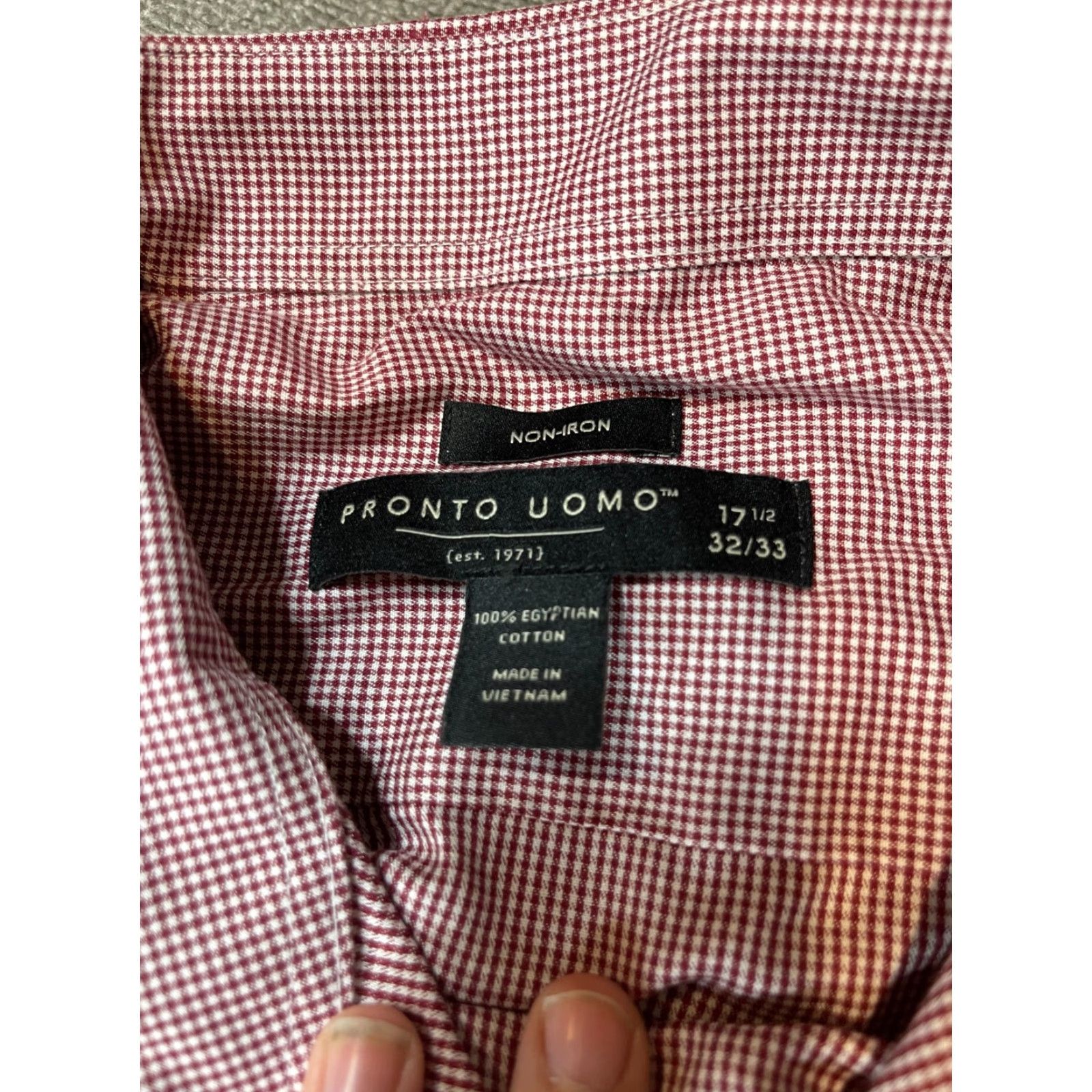 Pronto Uomo Pronto Uomo Button Up Shirt Mens 32 17.5 Red Plaid Long Sleeve Button-Down Non-Iron Dress Shirt Mens Regular Size 32 17.5 Neck 17.5 Size US XS / EU 42 / 0 - 4 Thumbnail