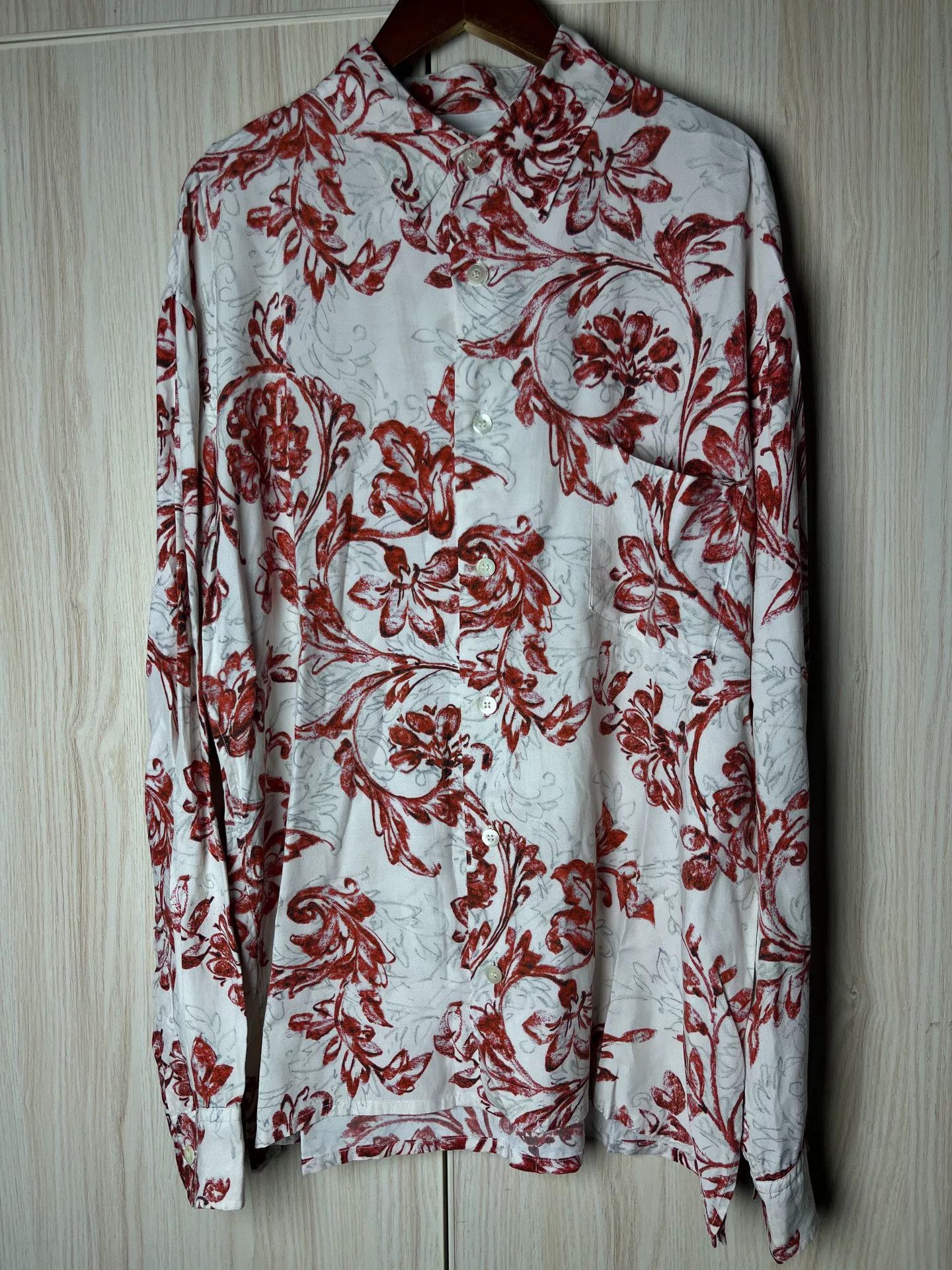 Yohji Yamamoto Yohji Yamamoto Floral Print Shirt Size L / US 10 / IT 46 - 1 Thumbnail