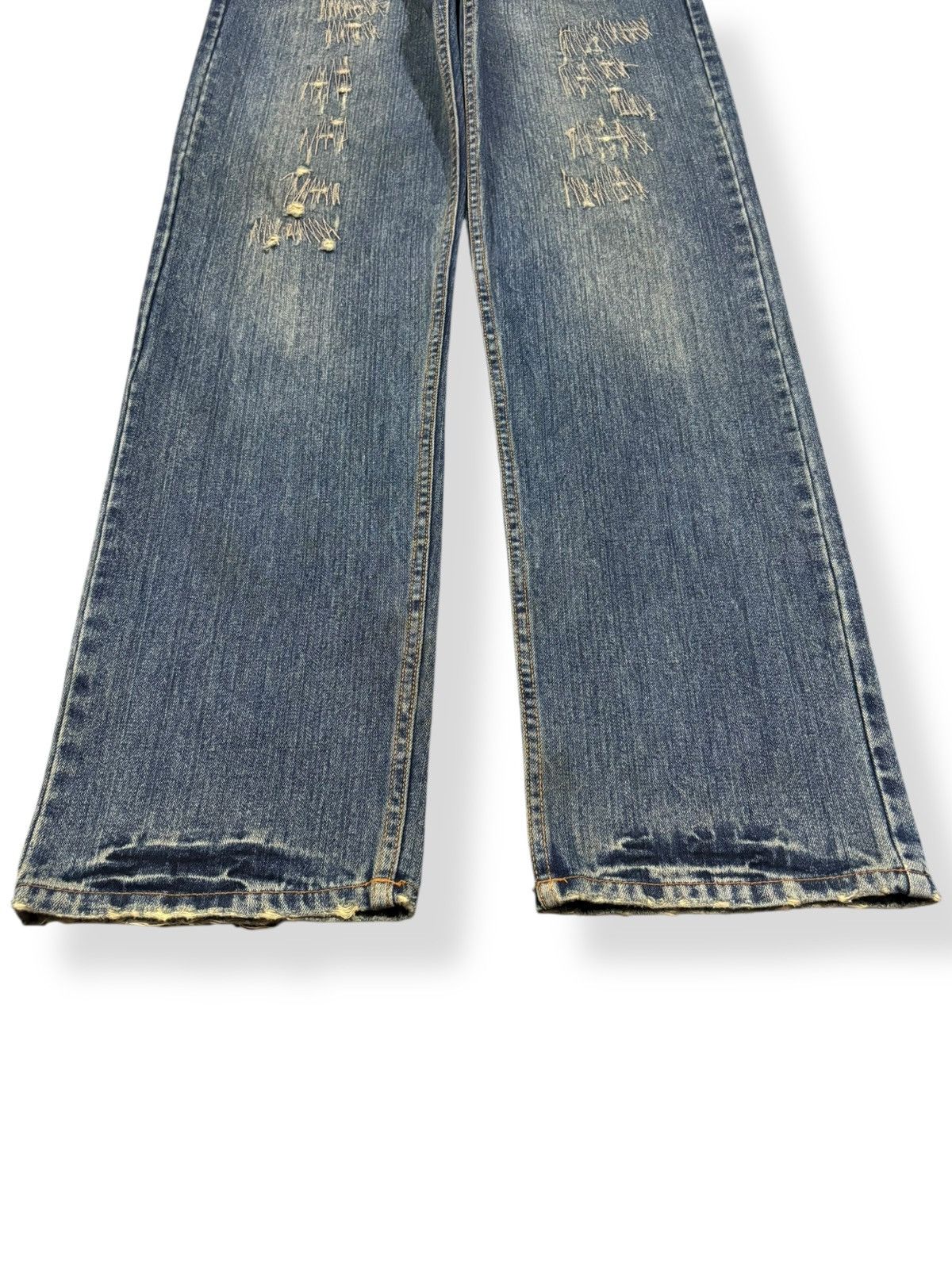 Kapital Vintage Nylaus Mud Wash Clawmark Distressed Zig Zag Jeans Size US 33 - 7 Thumbnail