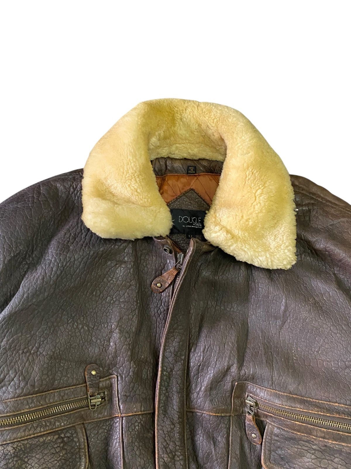 Vintage VTG Dougle Homme Japanese Brand Leather Bomber Flight Jacket Size US L / EU 52-54 / 3 - 4 Thumbnail