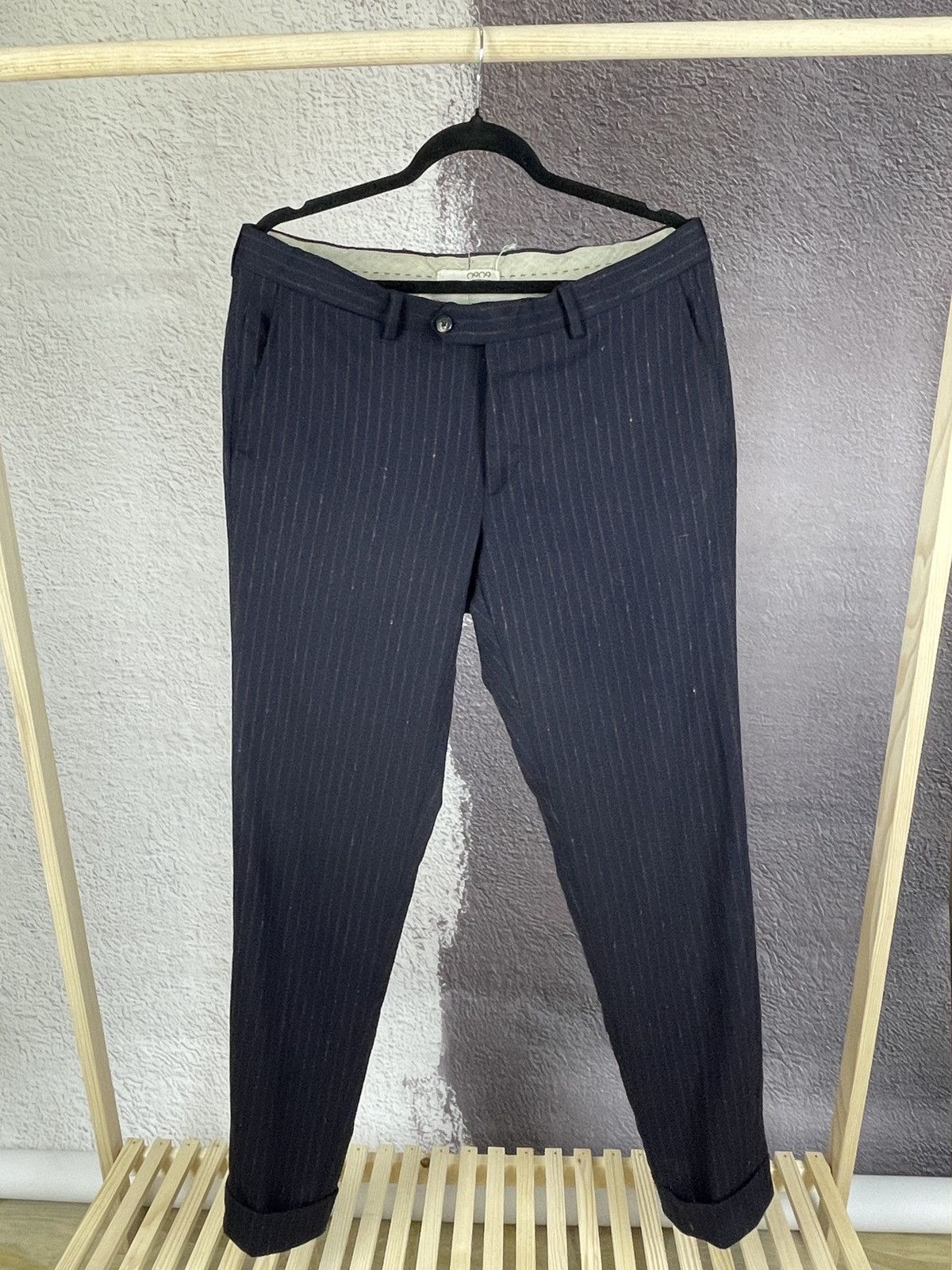 Other 0909 striped wool navy blue set vest + pants suit Size 40R - 11 Thumbnail