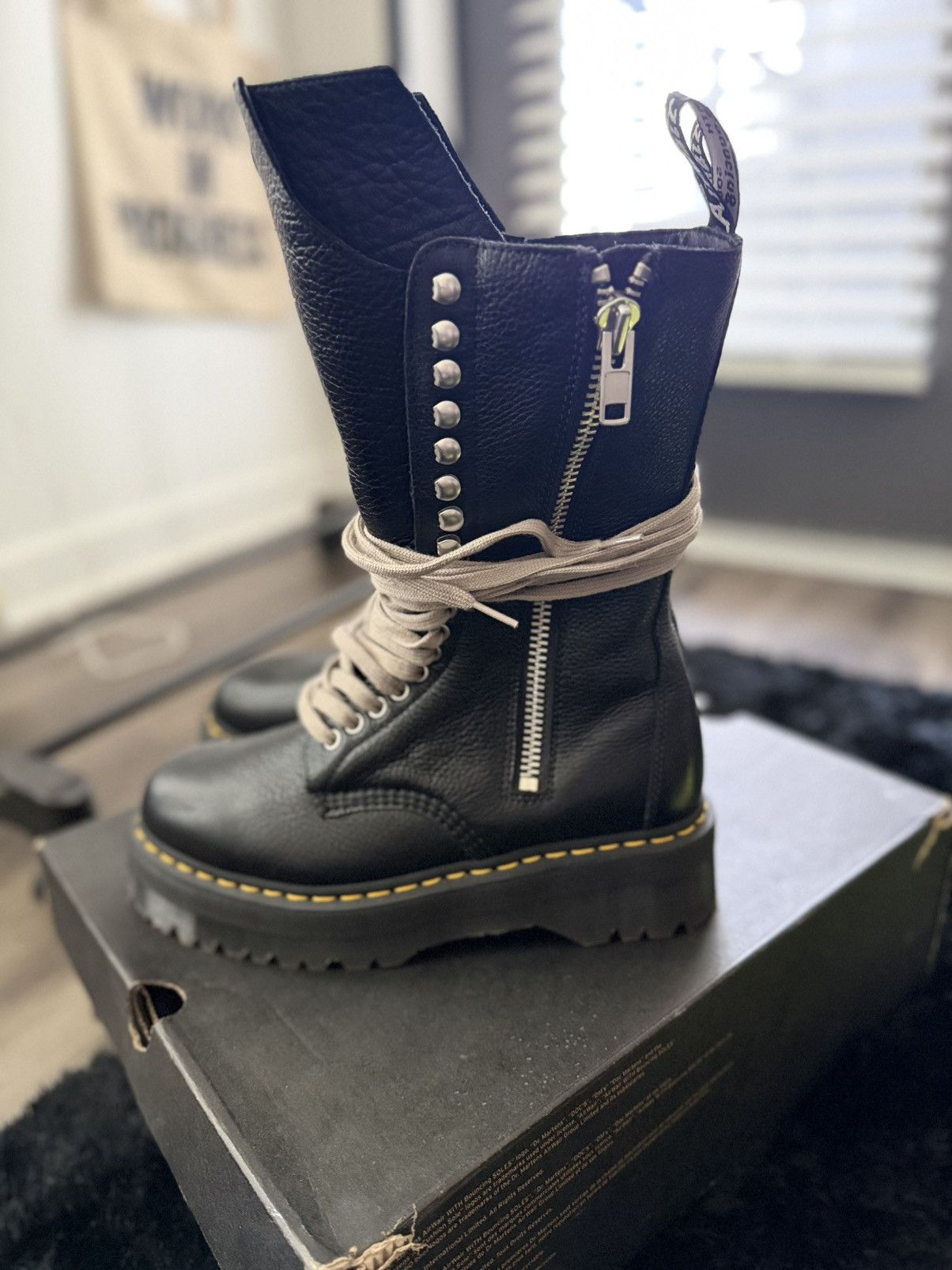 Dr. Martens × Rick Owens Dr Marten Quad Leather Sole Calf Boot Rick Owen Size US 10 / EU 43 - 3 Thumbnail