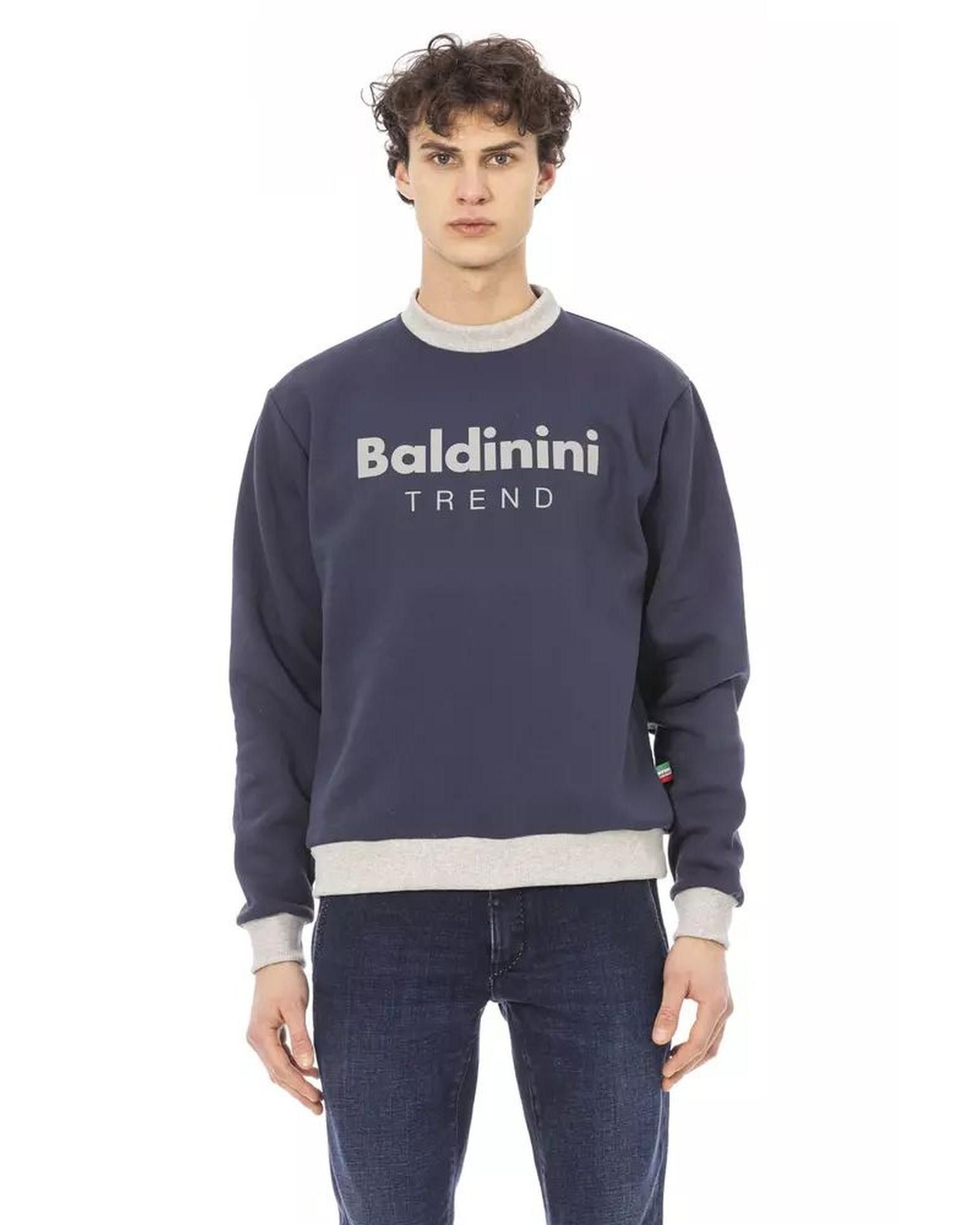 image of Baldinini Logo-Embroidered Cotton Sweater in Blue, Men's (Size Medium)