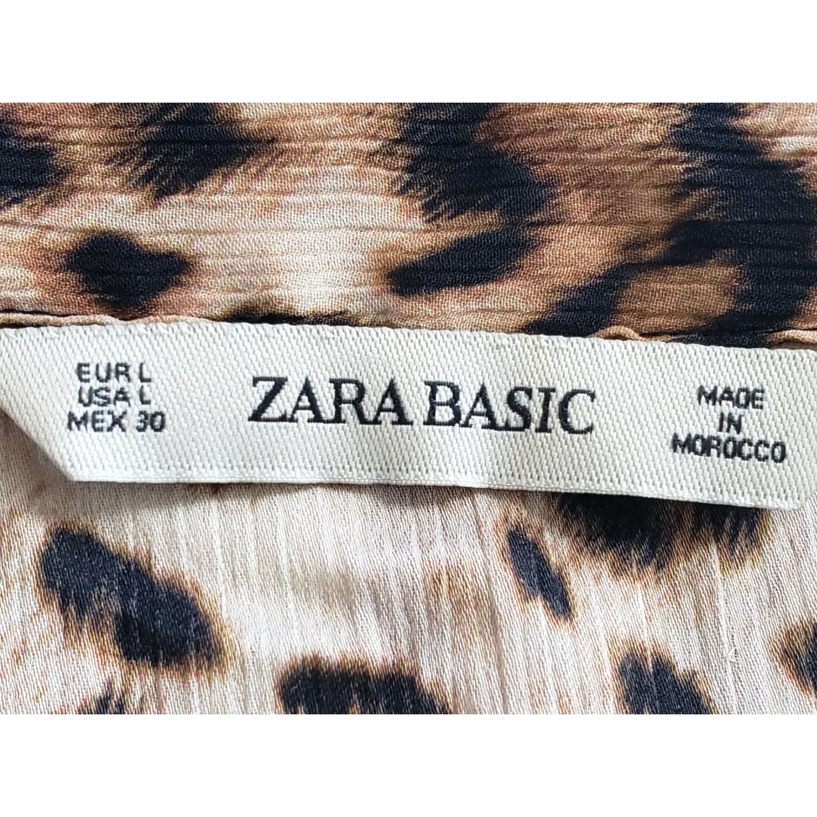 Zara Zara Tunic Top Button-Up Long Sleeve Brown Leopard Print 21.5” Armpit to Armpit Large Womens Regular Fit Button Front Collared Sheer Easy Care Size L / US 10 / IT 46 - 3 Thumbnail