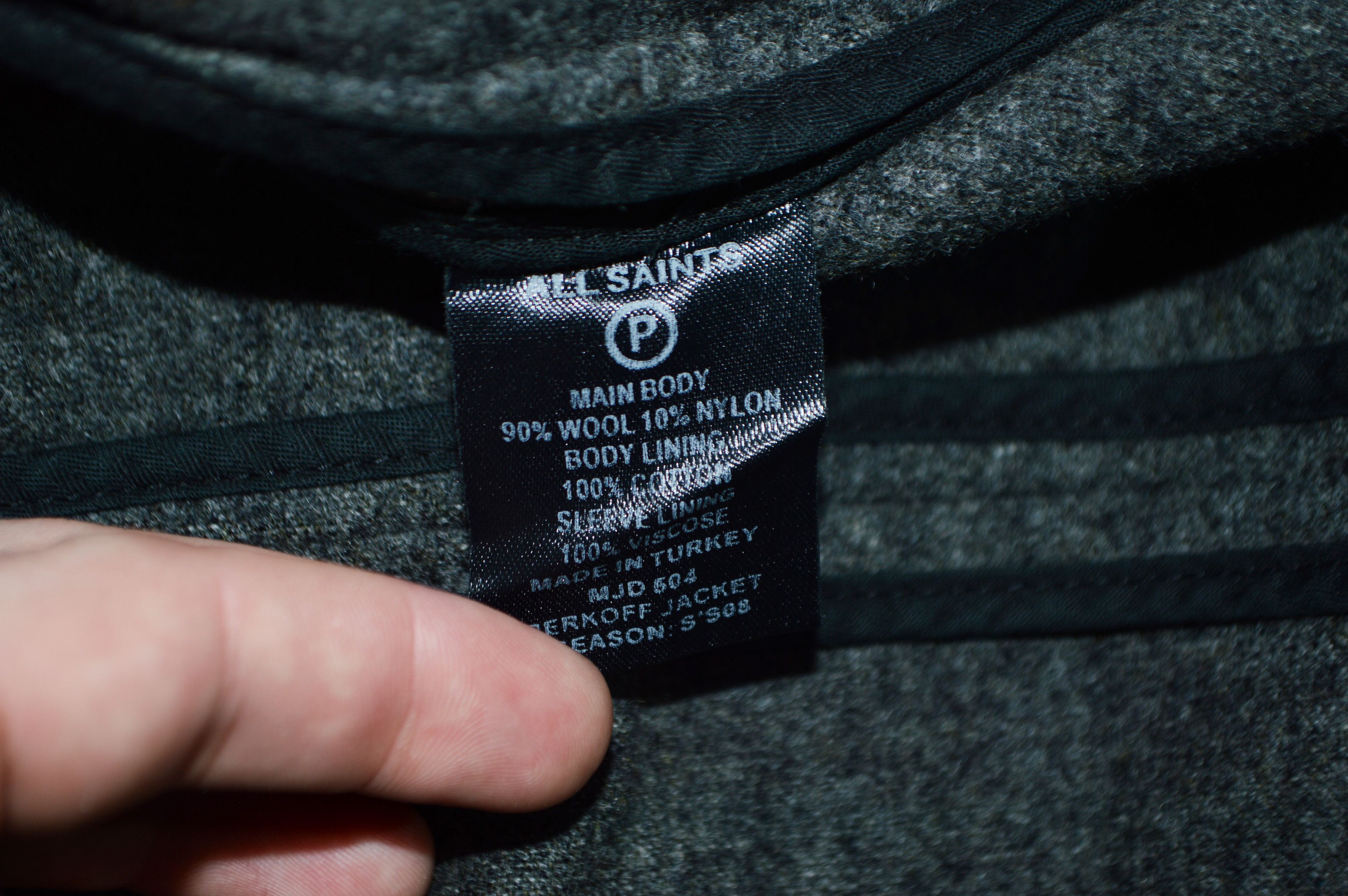 Allsaints Allsaints Berkoff Gray Wool Nylon Jacket Size M Size US M / EU 48-50 / 2 - 9 Thumbnail