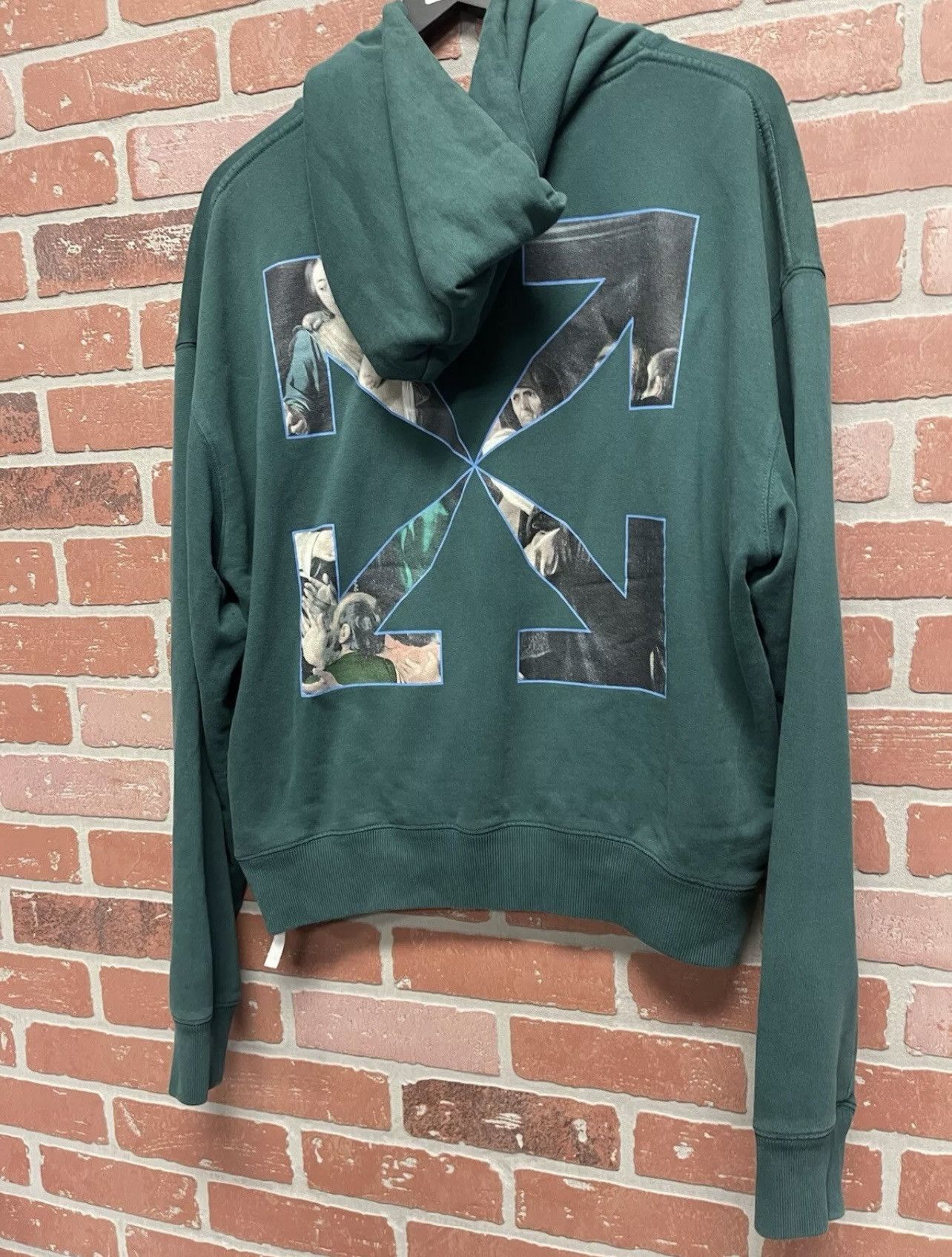 Off-White Size S - OFF-WHITE Oversize Caravaggio Painting Hoodie Green Size US S / EU 44-46 / 1 - 6 Thumbnail
