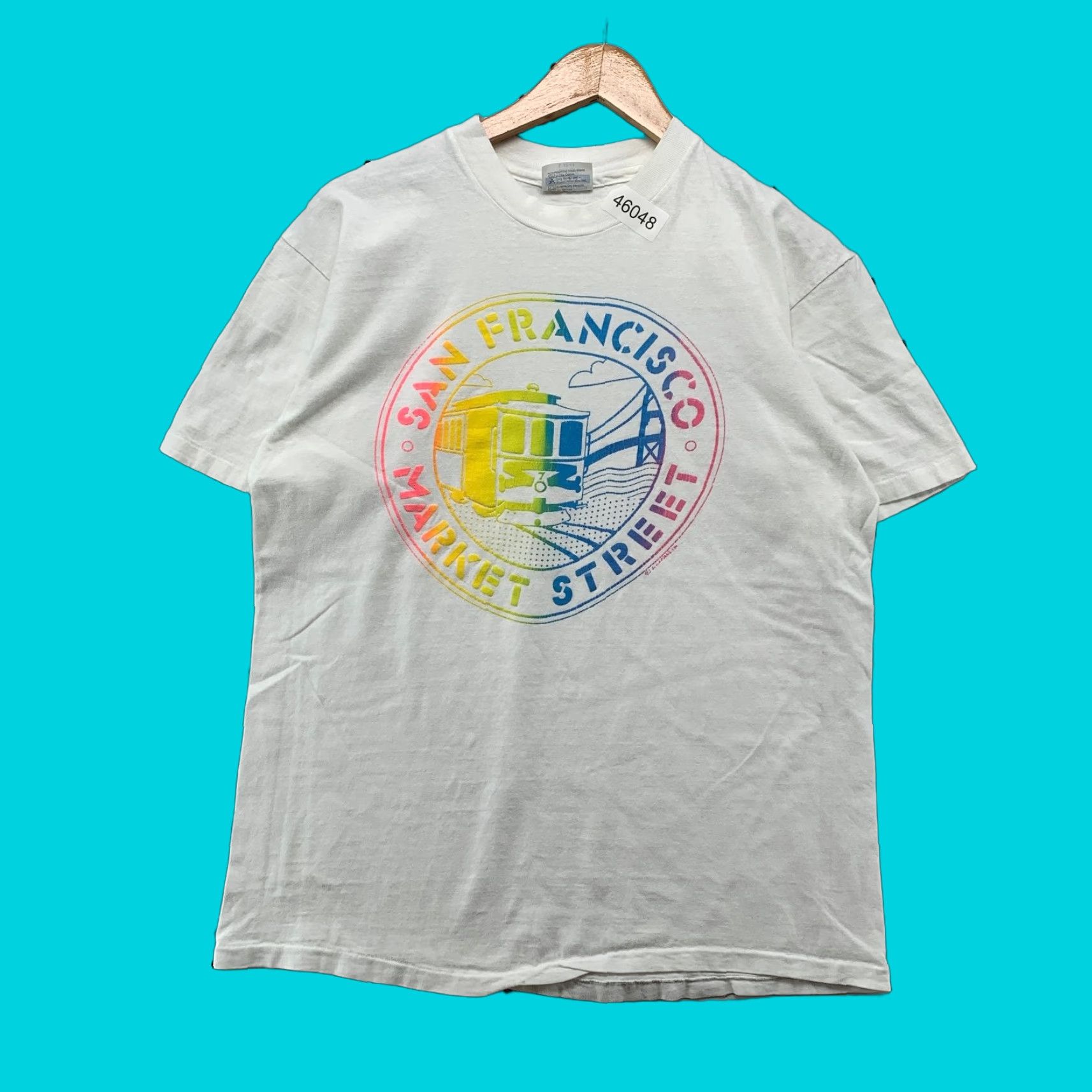 Hanes VINTAGE Hanes Beefy-T San Francisco Shirt Mens L White Cotton USA 80s California Hippie Hipster Graphic Print Crew Neck Short Sleeve Decade 1990s Mens Size US L / EU 52-54 / 3 - 1 Thumbnail
