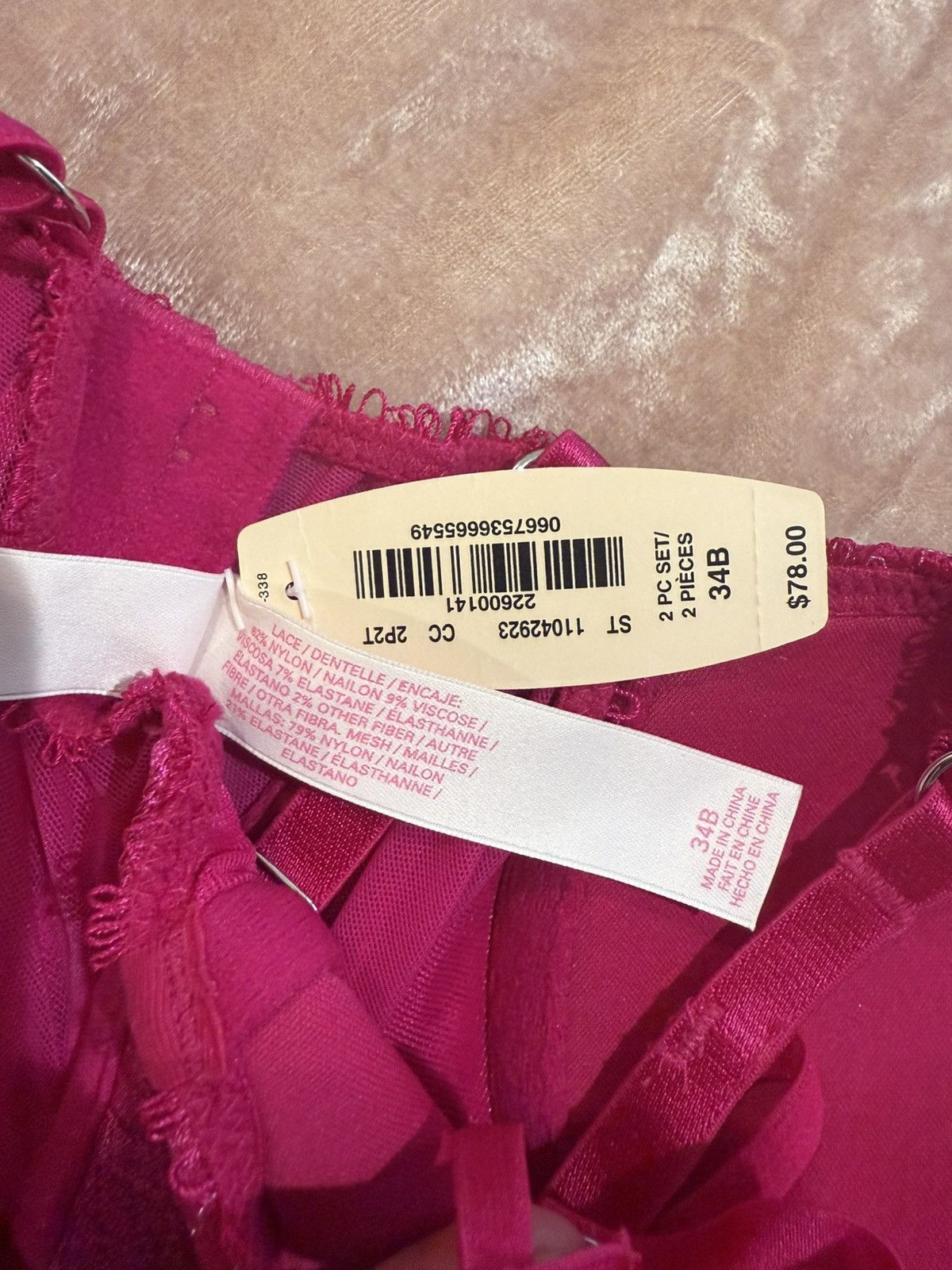 Victoria's Secret Victoria's Secret 34B Fuchsia Lace Chemise Size ONE SIZE - 7 Thumbnail
