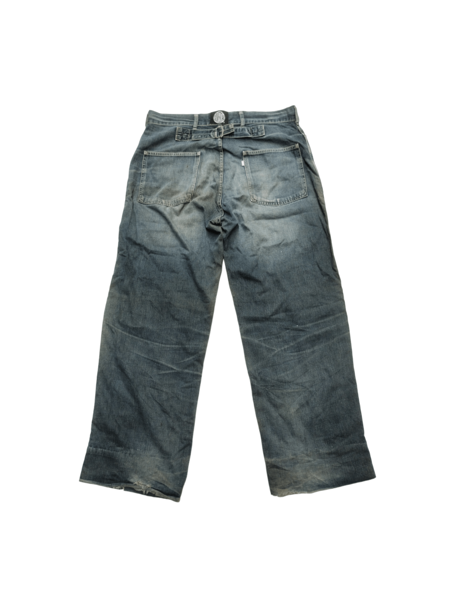 image of Distressed Denim x If Six Was Nine Vintage Levis Silvertab Buckle Back And Baggy Denim Pants in Blu