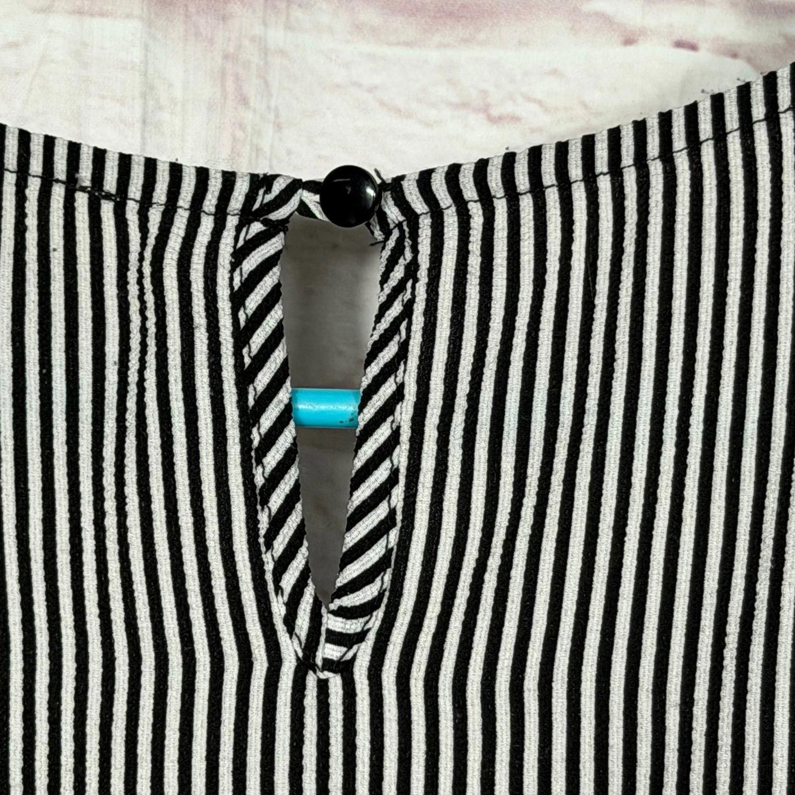 Other Monteau Large Black and White Striped Peplum Top Size L / US 10 / IT 46 - 6 Thumbnail