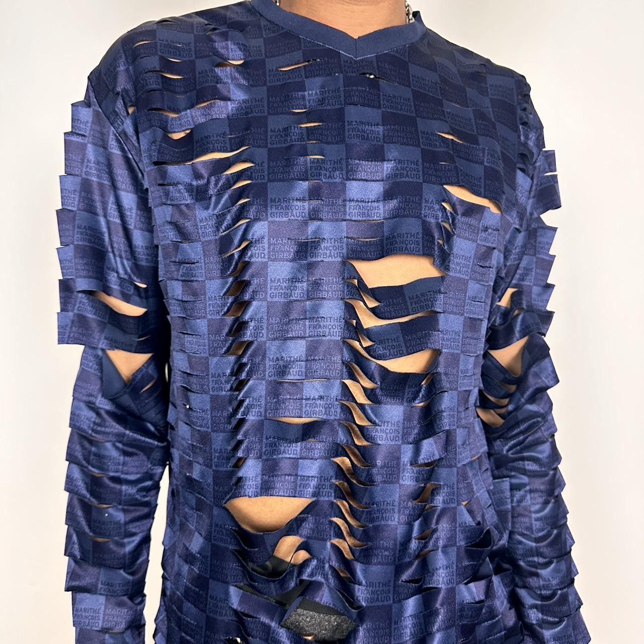 Marithe + Francois Girbaud ASTROBOI* x Girbaud Blue Slashed Checkerboard Jersey - Large Size US L / EU 52-54 / 3 - 6 Thumbnail