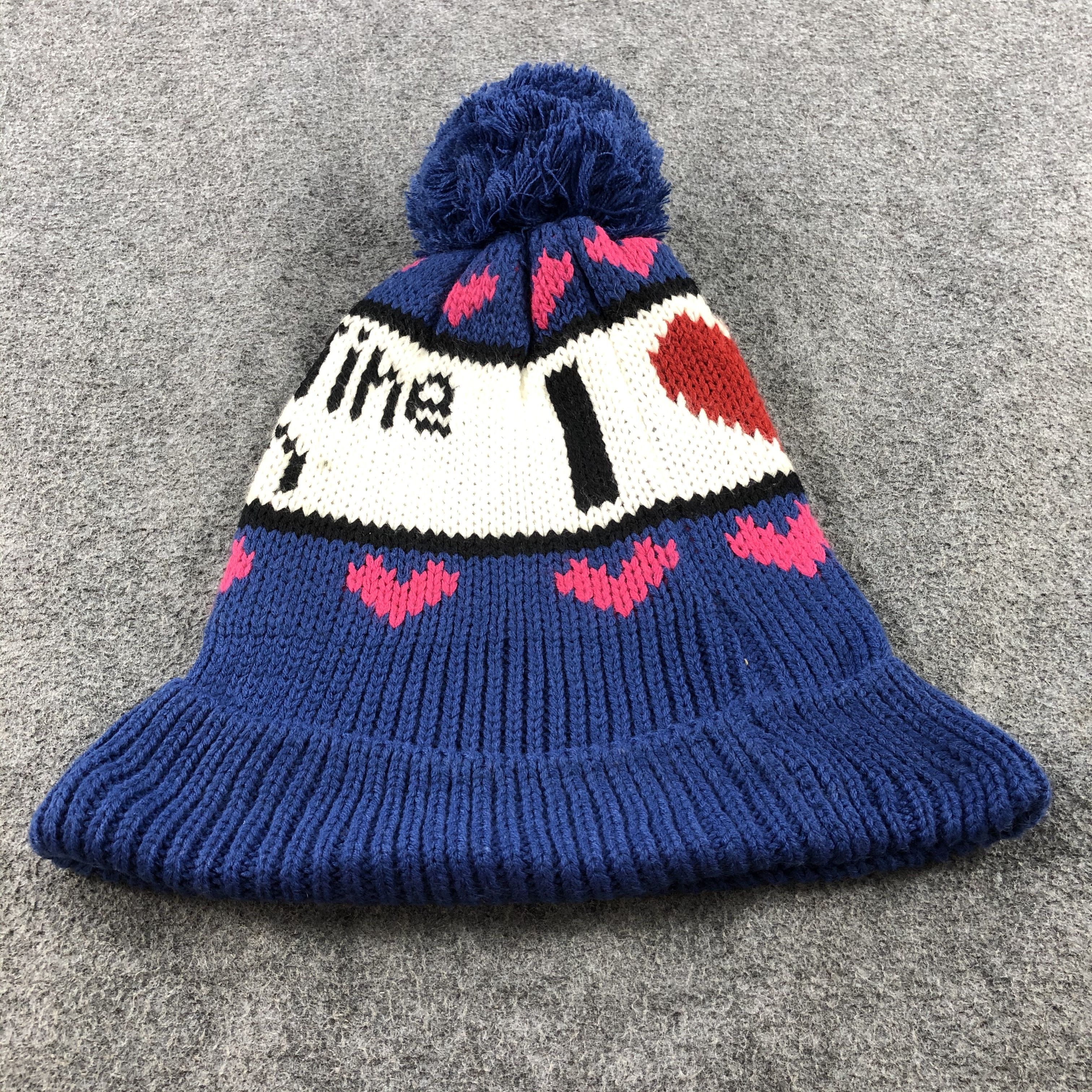 Vintage I Love Valentine High Bobble Beanie Snowcap Snow Hat B485 Size ONE SIZE - 4 Thumbnail