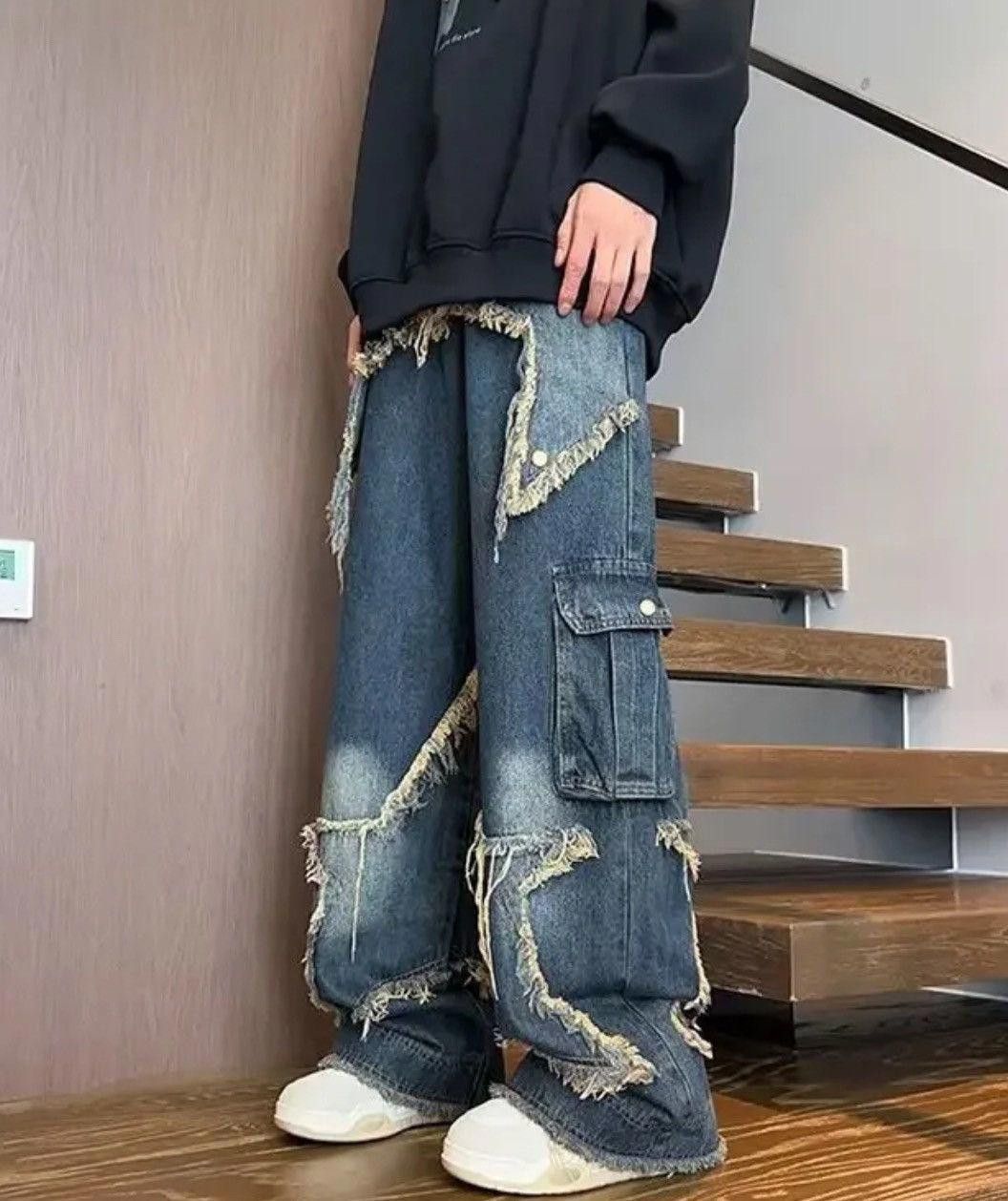 Jean Star Embroidered Jeans Size US 33 - 3 Thumbnail