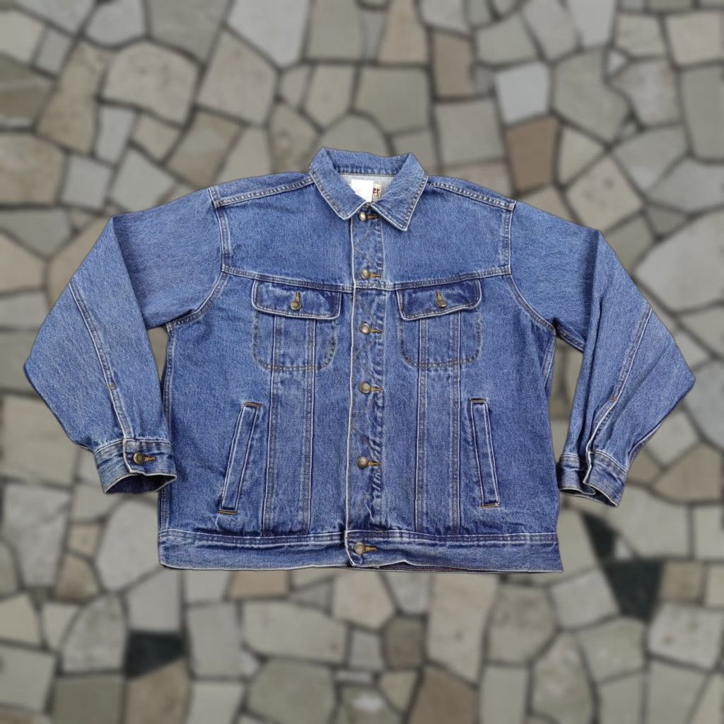 Wrangler VINTAGE Wrangler Jacket Mens Large Blue Denim Jean Rugged Wear Western Trucker Work Coat Size US 33 - 1 Thumbnail