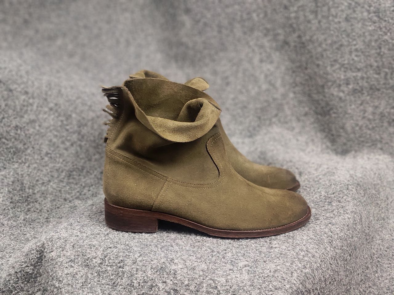 Vintage Via Roma 15 Designer leather shoes green Flat Ankle Boots Size US 11 / IT 41 - 2 Thumbnail
