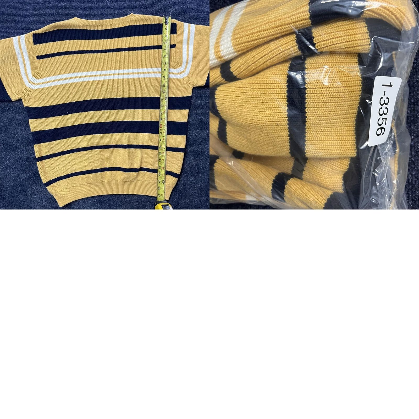Izod VINTAGE IZOD Sweater Mens Large Yellow Navy Stripe Crewneck Cotton Preppy Knit Size US L / EU 52-54 / 3 - 8 Thumbnail