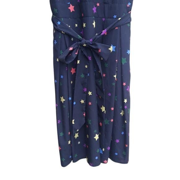 Other Eshaki Rainbow Star Modest Midi Tie Waist Dress Sz 10 Novelt Size L / US 10 / IT 46 - 5 Thumbnail