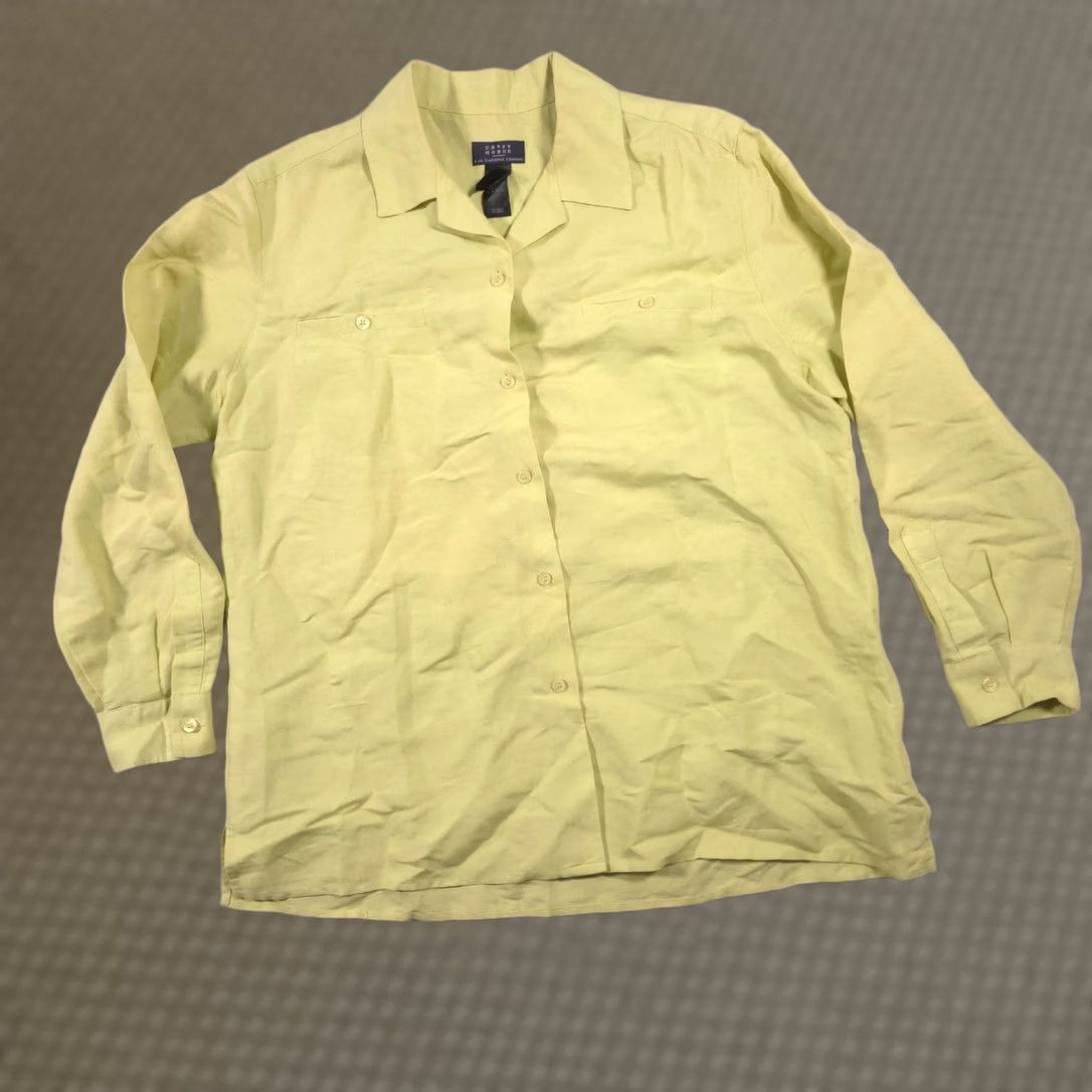 Vintage Crazy Horse Shirt Mens L Yellow Solid Ramie Blend Button Long Sleeve Casual Size US L / EU 52-54 / 3 - 1 Thumbnail