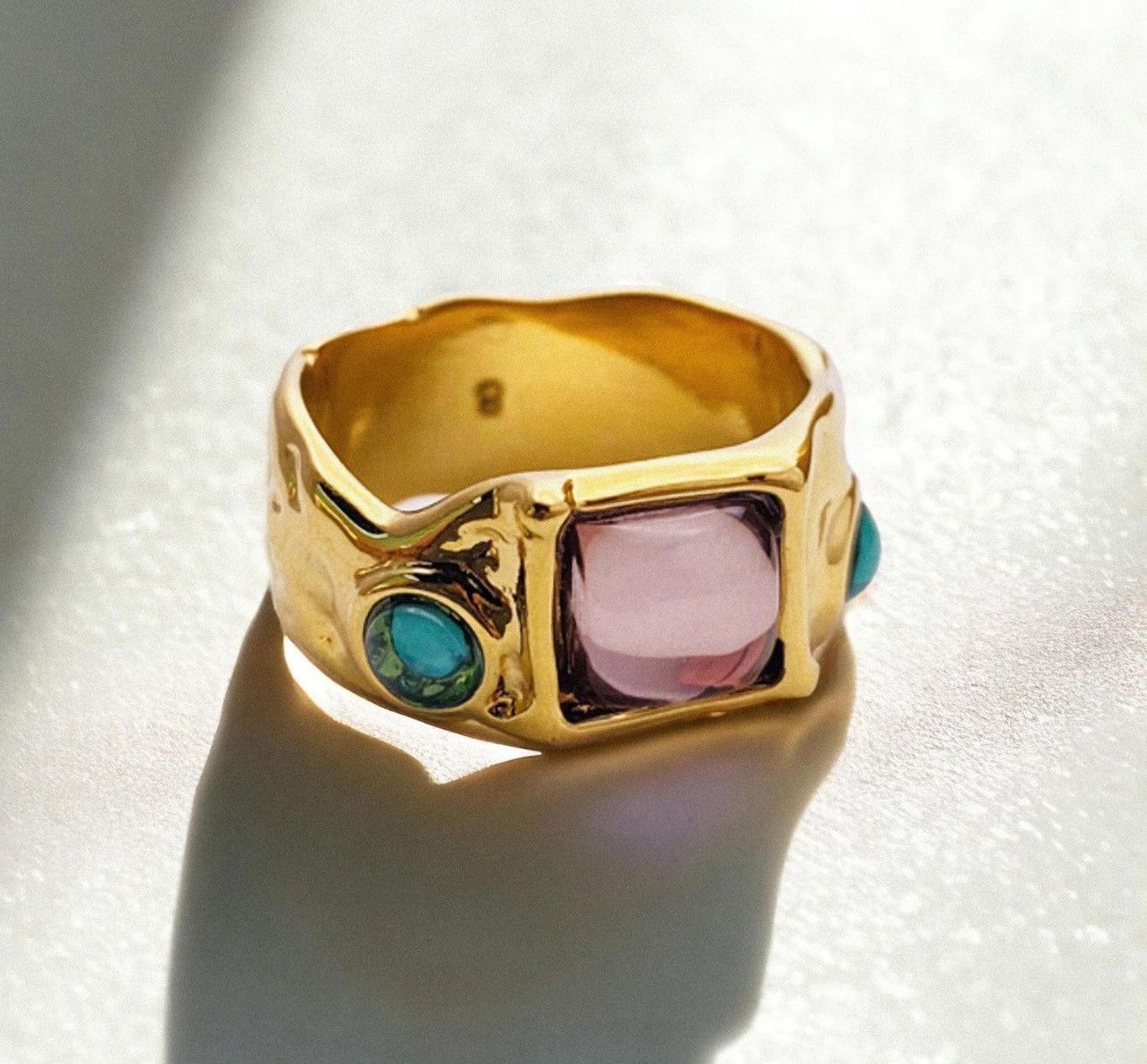 Jewelry Irregular Chunky Ring Gold, Boho Maximalistlist Ring Set Size ONE SIZE - 5 Thumbnail