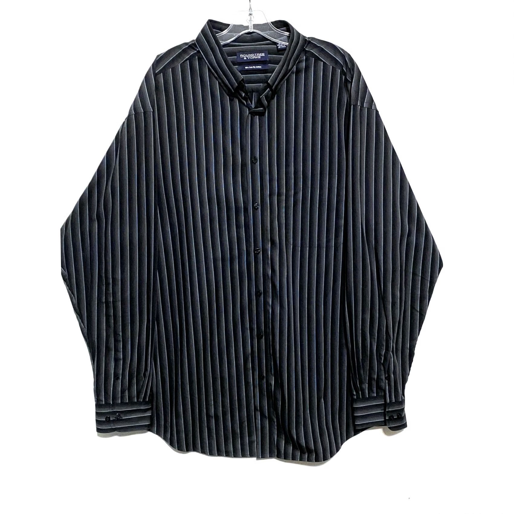 Roundtree & Yorke VINTAGE Roundtree & Yorke Dress Shirt Men 2XLT Tall Button-Down Collared Long Sleeve Black 54 Chest Size US XXL / EU 58 / 5 - 2 Thumbnail