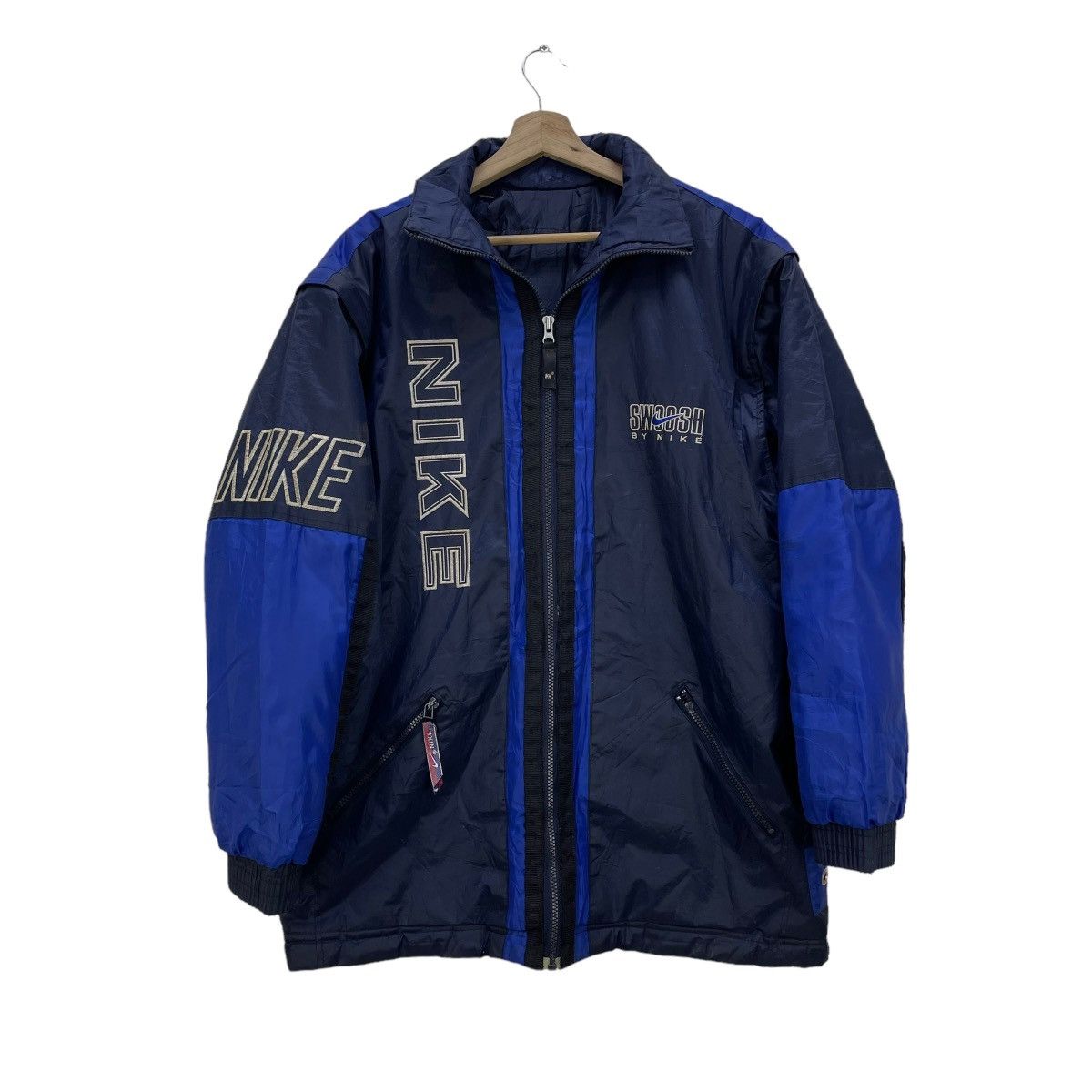 image of Vintage Nike Swoosh Embroidery Usa Flag in Blue, Men's (Size Medium)