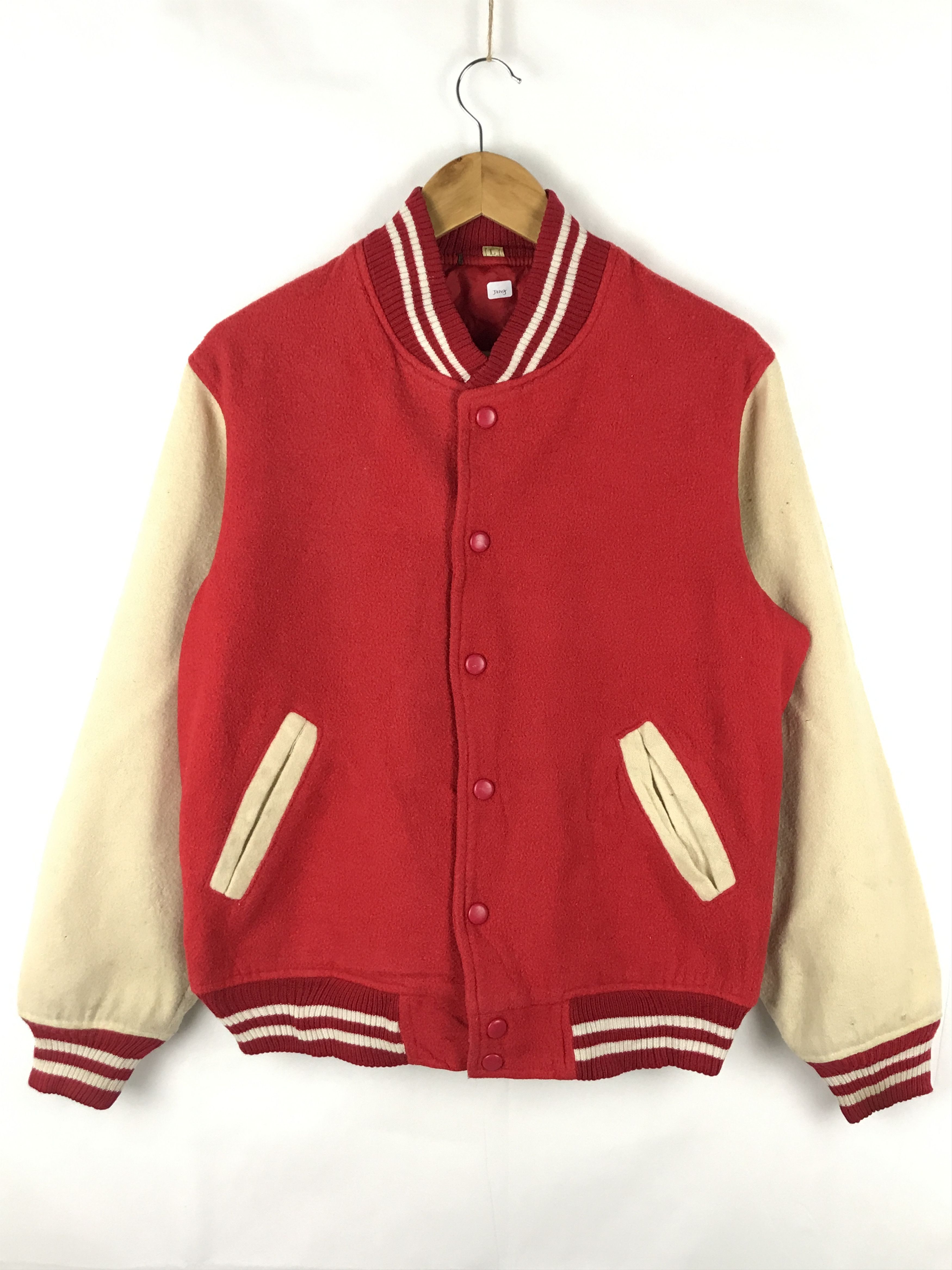 image of Unbrnd x Varsity Jacket Vintage Unbrand Varsity Jacket in Red, Men's (Size Medium)