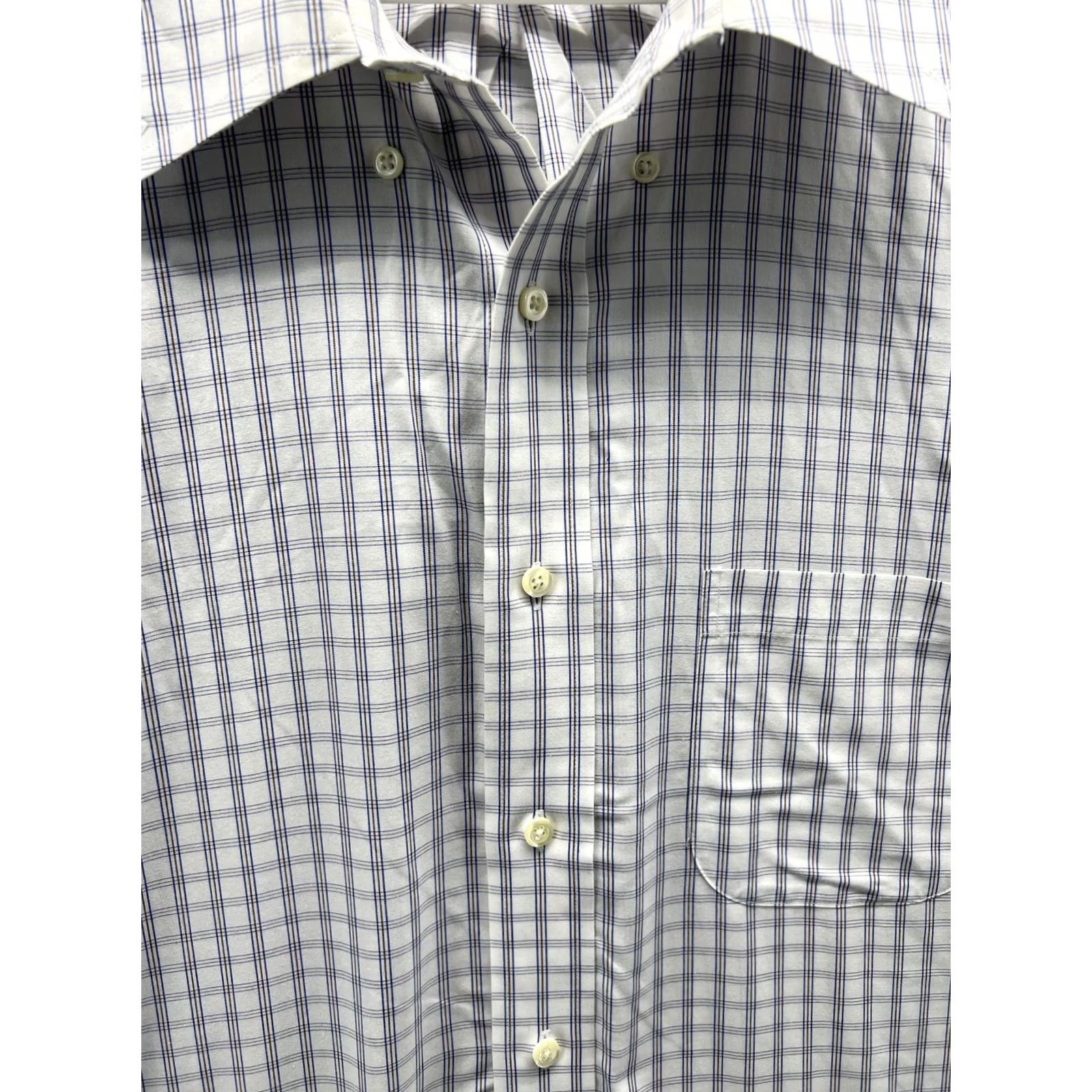 Brooks Brothers Brooks Brothers Dress Shirt Mens 17.5 35 Blue Check Classic Non-Iron Cotton Shirt Size 48R - 7 Thumbnail