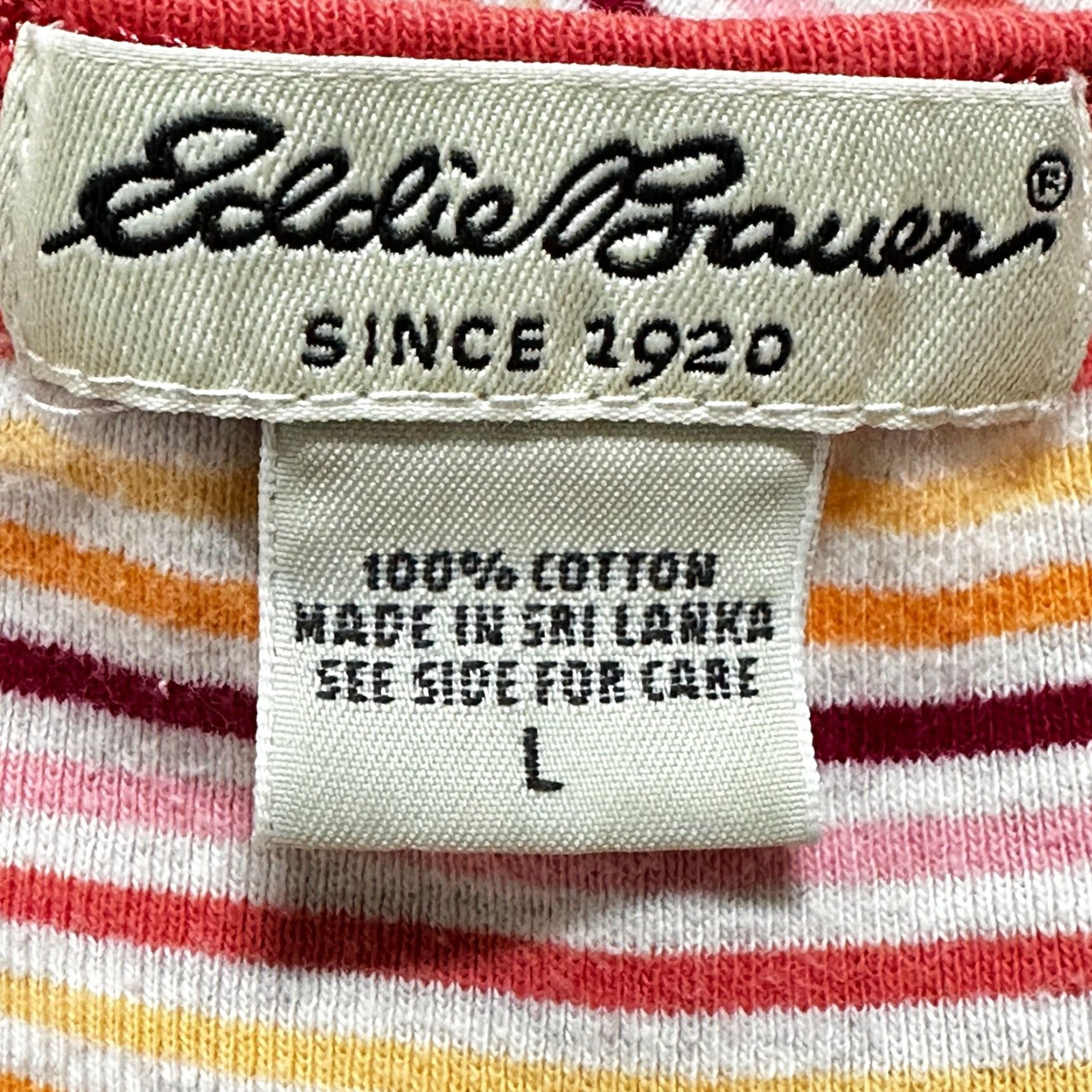 Eddie Bauer VINTAGE Eddie Bauer Tee Shirt L Red Pink Yellow Orange Short Sleeves V Neck 90s Women Size L / US 10 / IT 46 - 4 Thumbnail