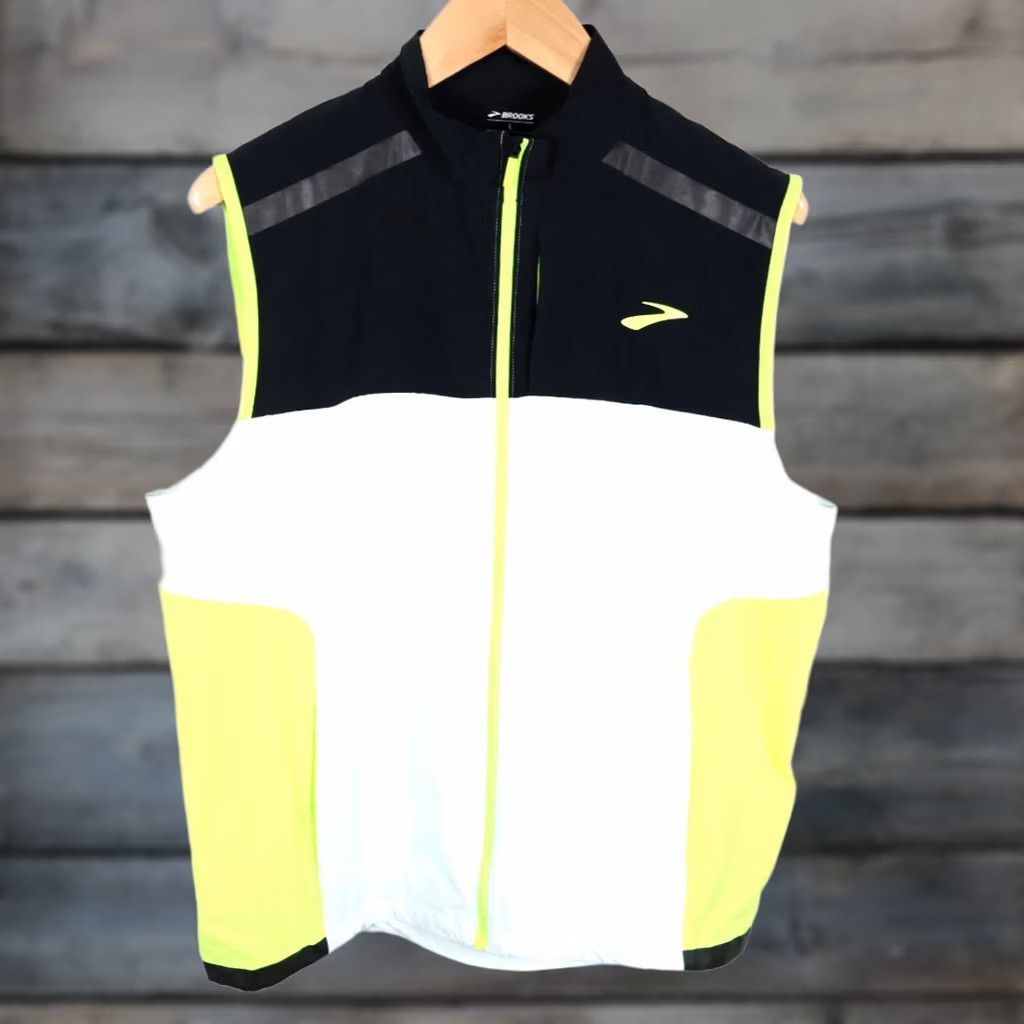 Brooks Brooks Running Vest Men's Large White Black Yellow Zip Up 211358 Size US L / EU 52-54 / 3 - 1 Thumbnail