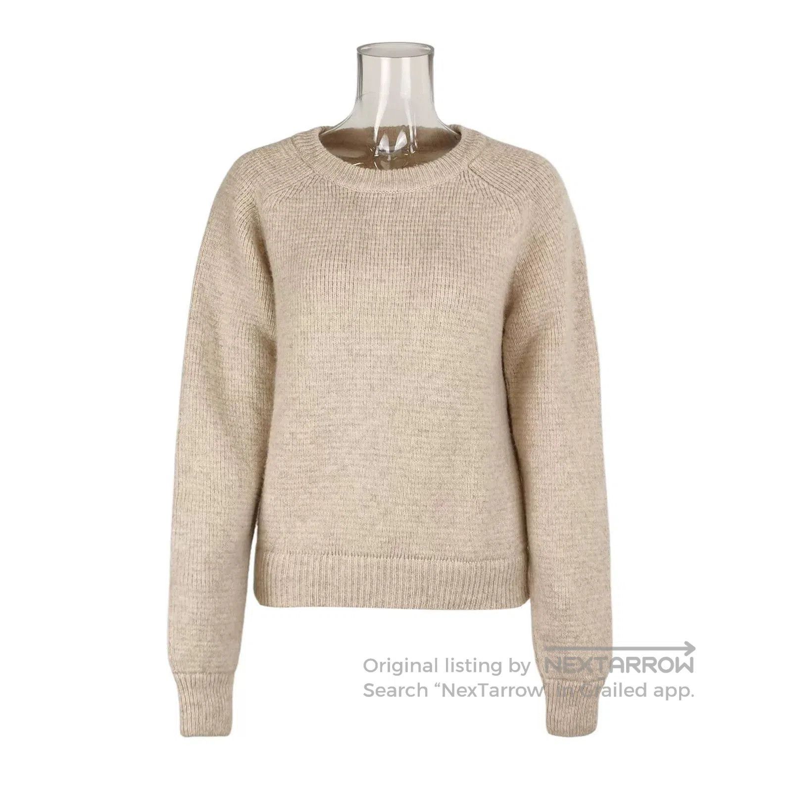 Saint Laurent Paris Saint Laurent Beige Ribbed Crew Neck Sweater. Size US L / EU 52-54 / 3 - 1 Thumbnail