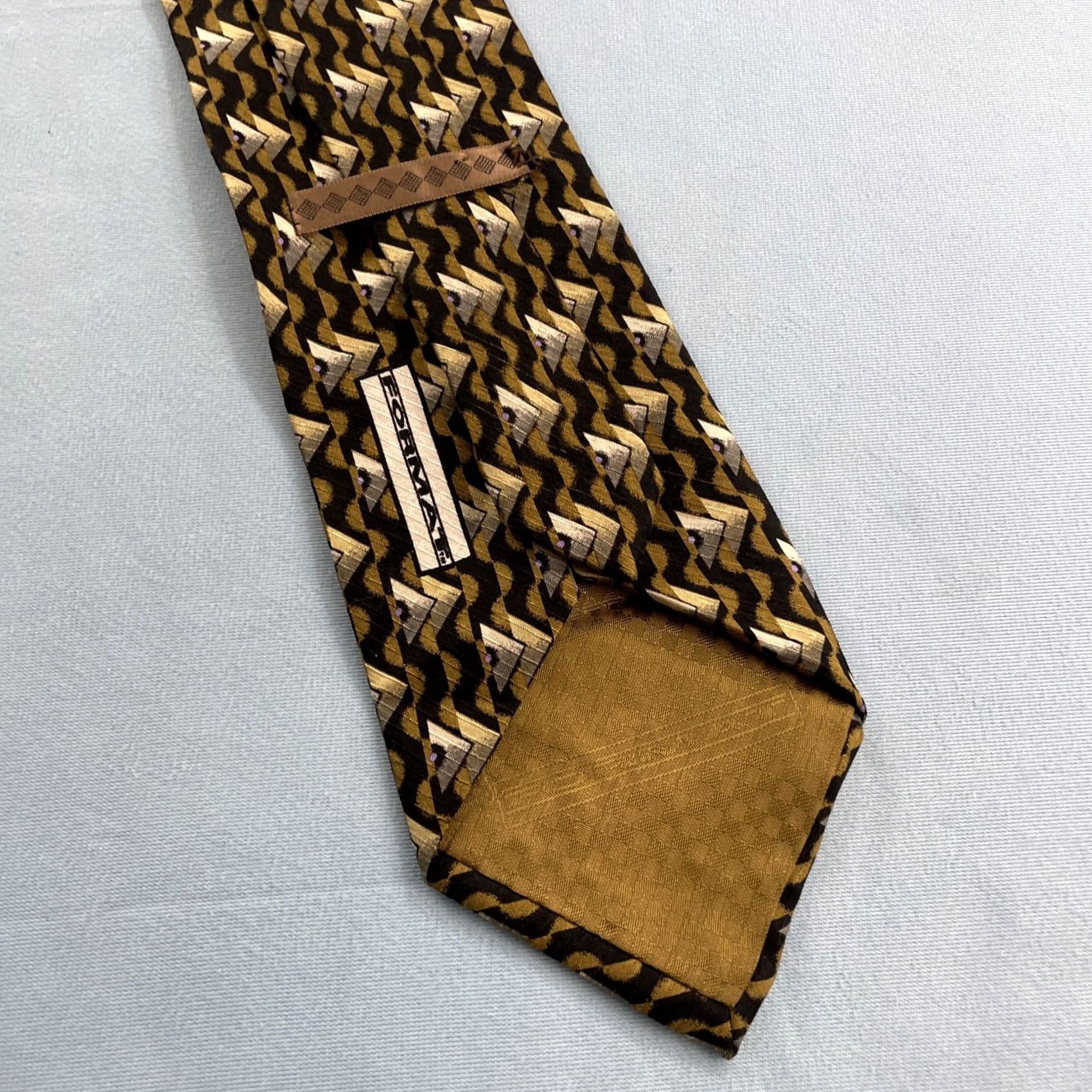 Triangl Format Japan Silk Tie Optical Abstract Deco Pyramid Triangle Yellow Black 4x59 Vintage Geometric Diamond Triangle Wide Necktie Mens 1990s 100% Silk Size ONE SIZE - 7 Thumbnail