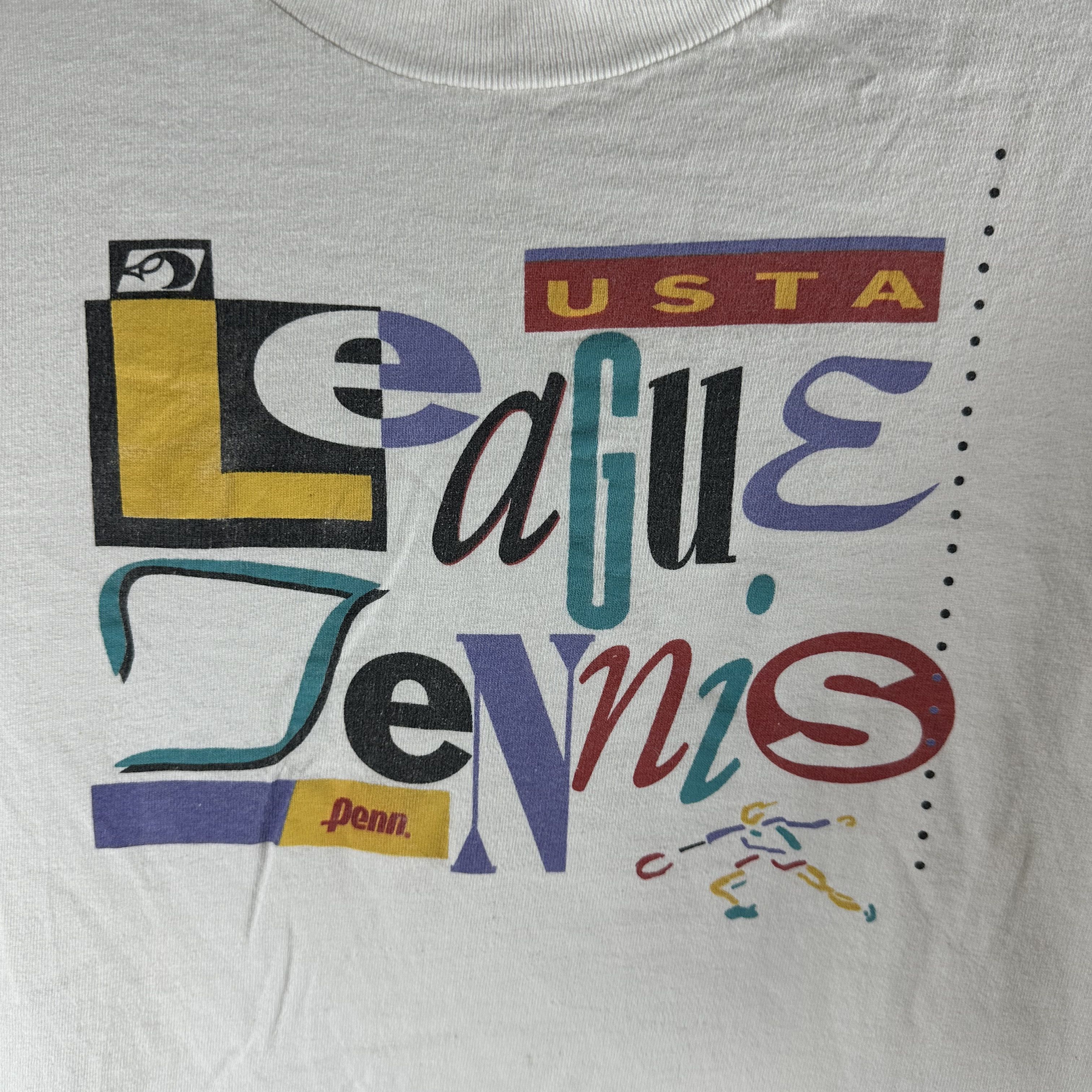 Vintage Vintage 90s USTA Tennis League Artwork Graphic XL T-shirt Size US XL / EU 56 / 4 - 2 Thumbnail