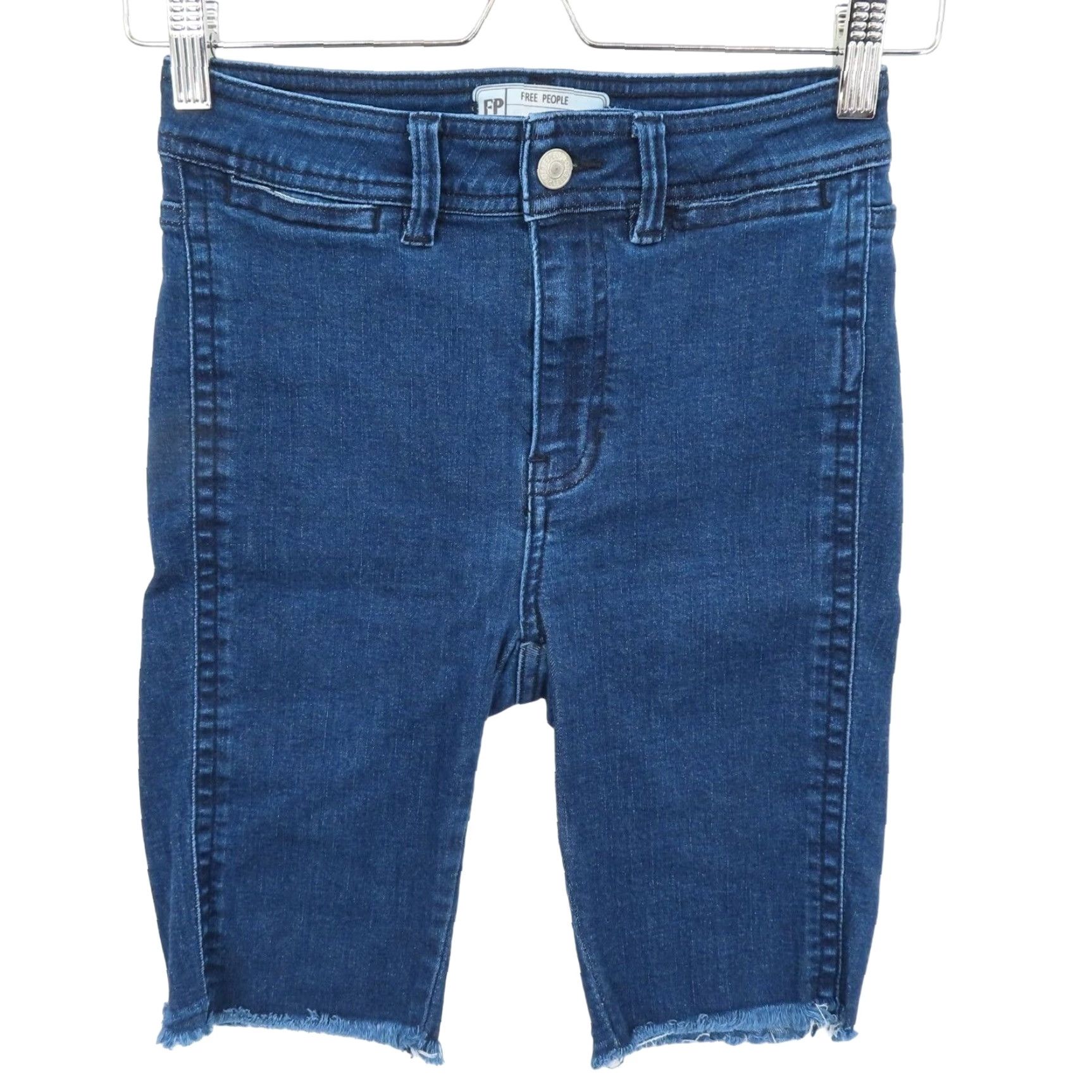 Free People Free People Womens 25 So Chic Denim Bermuda Shorts 5-Pocket Blue Pockets Denim Regular Adult Blue Jeans, 25, So Chic, Womens Size 42" / US 20 - 2 Thumbnail