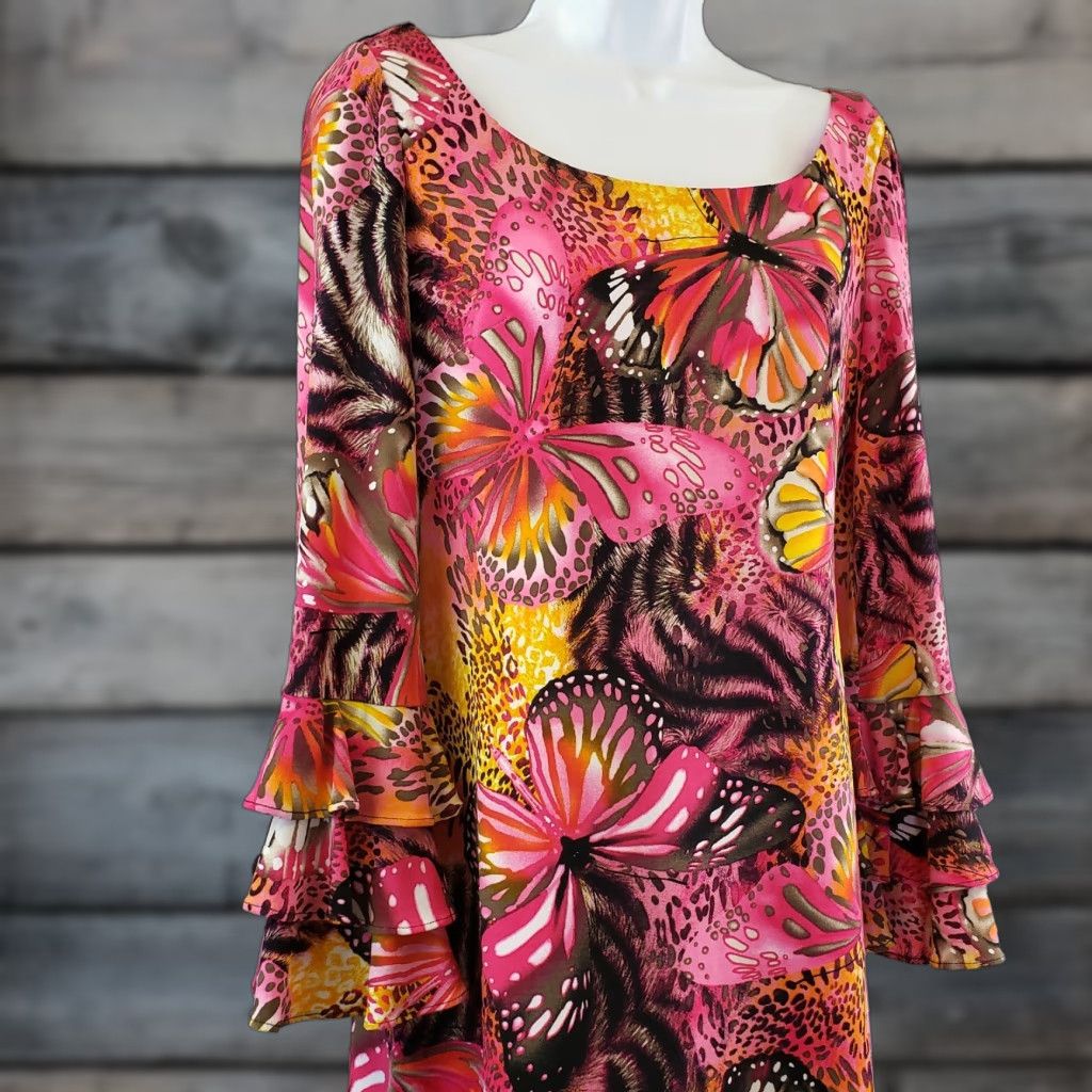 Pinko Muse Womens Shift Dress 4 Pink Butterfly Print Layered 3/4 Sleeves Vintage No (adjusted: but we must keep original words only) Size S / US 4 / IT 40 - 1 Thumbnail