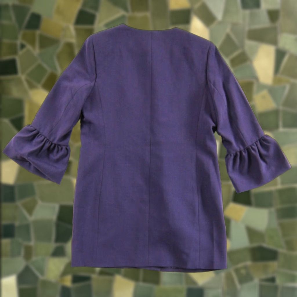 Anne Klein Anne Klein Blazer Coat NWT Purple 3/4 Ruffle Flare Sleeve Long Coat Women Medium Size M / US 6-8 / IT 42-44 - 1 Thumbnail