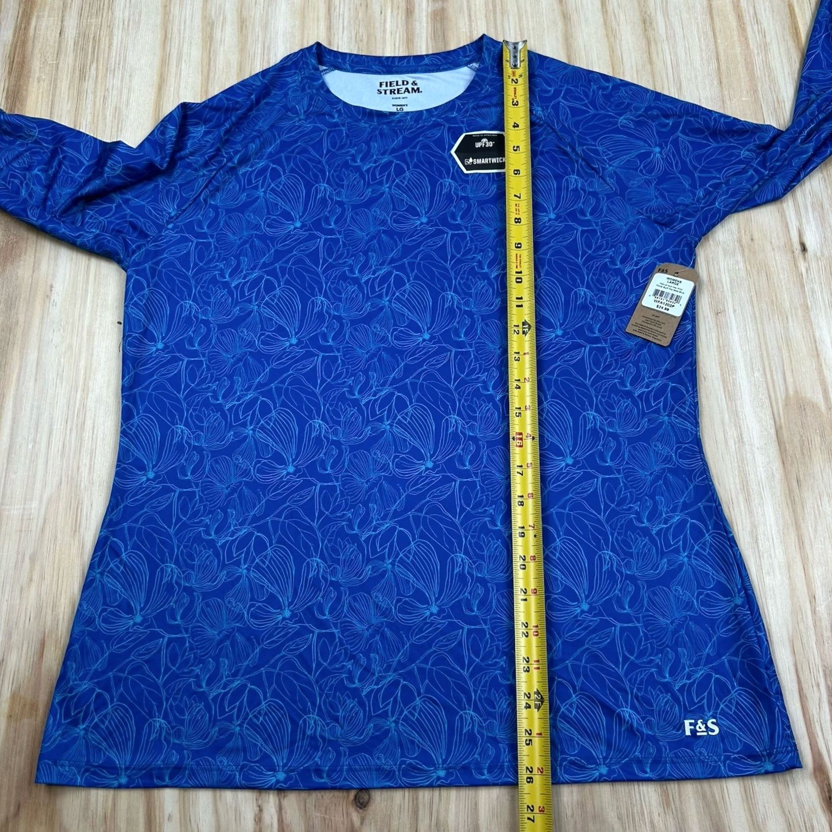 Vintage Field & Stream Women's L Blue Floral Surf UPF 30 Smartwick Long Sleeve Tech Size L / US 10 / IT 46 - 7 Thumbnail