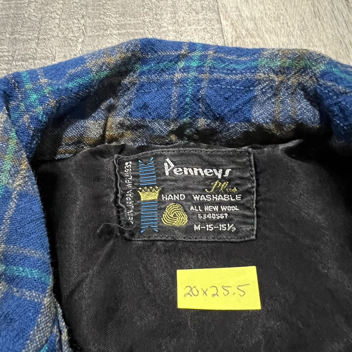 JCPenney × Vintage VTG Penneys Plus Blue Plaid Loop Collar 60s Flannel Shirt Size US M / EU 48-50 / 2 - 5 Thumbnail