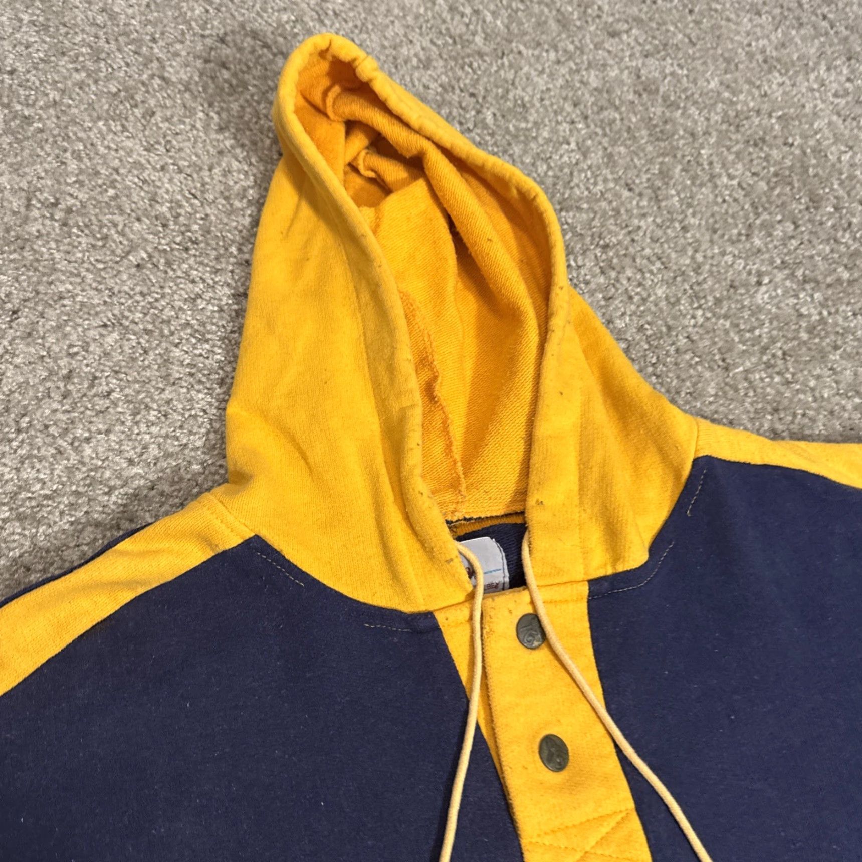 Vintage VINTAGE 1980s Navy Blue / Gold Pullover Cropped Workout Hoodie Sweatshirt M Women Blue Activewear Hoodie Size M / US 6-8 / IT 42-44 - 5 Thumbnail