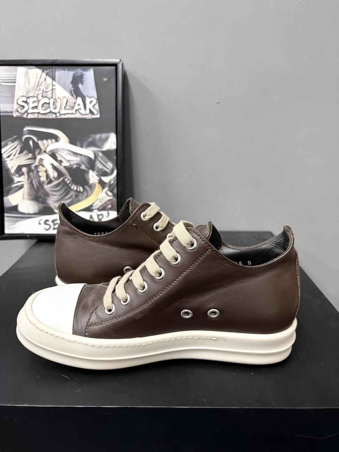Rick Owens Rick Owens Mainline Leather Mocha Women's Jumbo Sneakers K34 Size US 5 / IT 35 - 5 Thumbnail