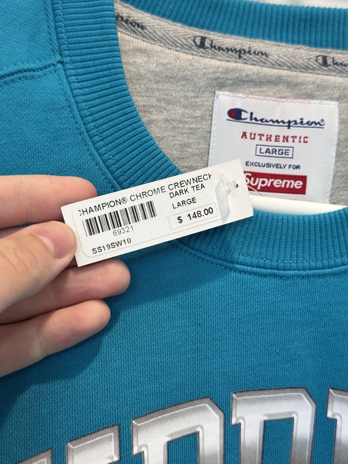 Supreme Supreme Champion Chrome Blue Crewneck Sweater Size L NEW Size US L / EU 52-54 / 3 - 9 Thumbnail