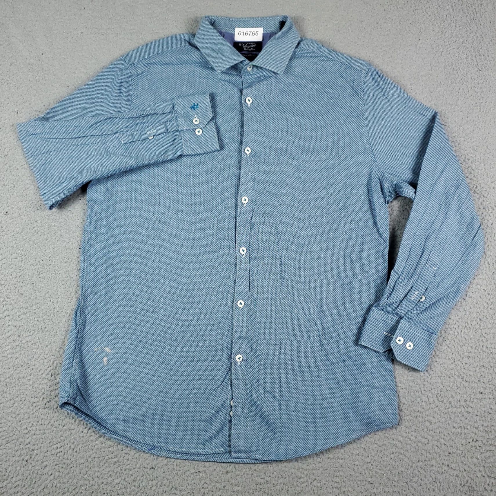 Original Penguin Original Penguin Slim Fit Button-Up Shirt Mens 16 Blue Long Sleeve Casual Size US L / EU 52-54 / 3 - 2 Thumbnail