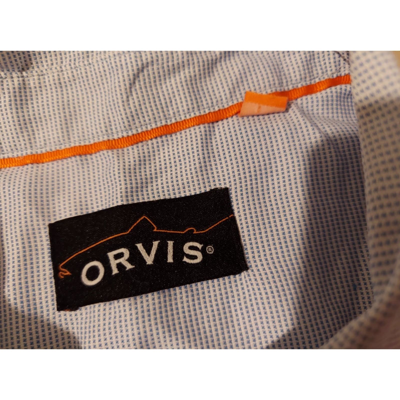 Orvis Orvis Mens Dress Shirt XL Blue Button Cotton Long Sleeve Collared Button-Up Classic Pockets Regular Adult Mens Size 46R - 3 Thumbnail