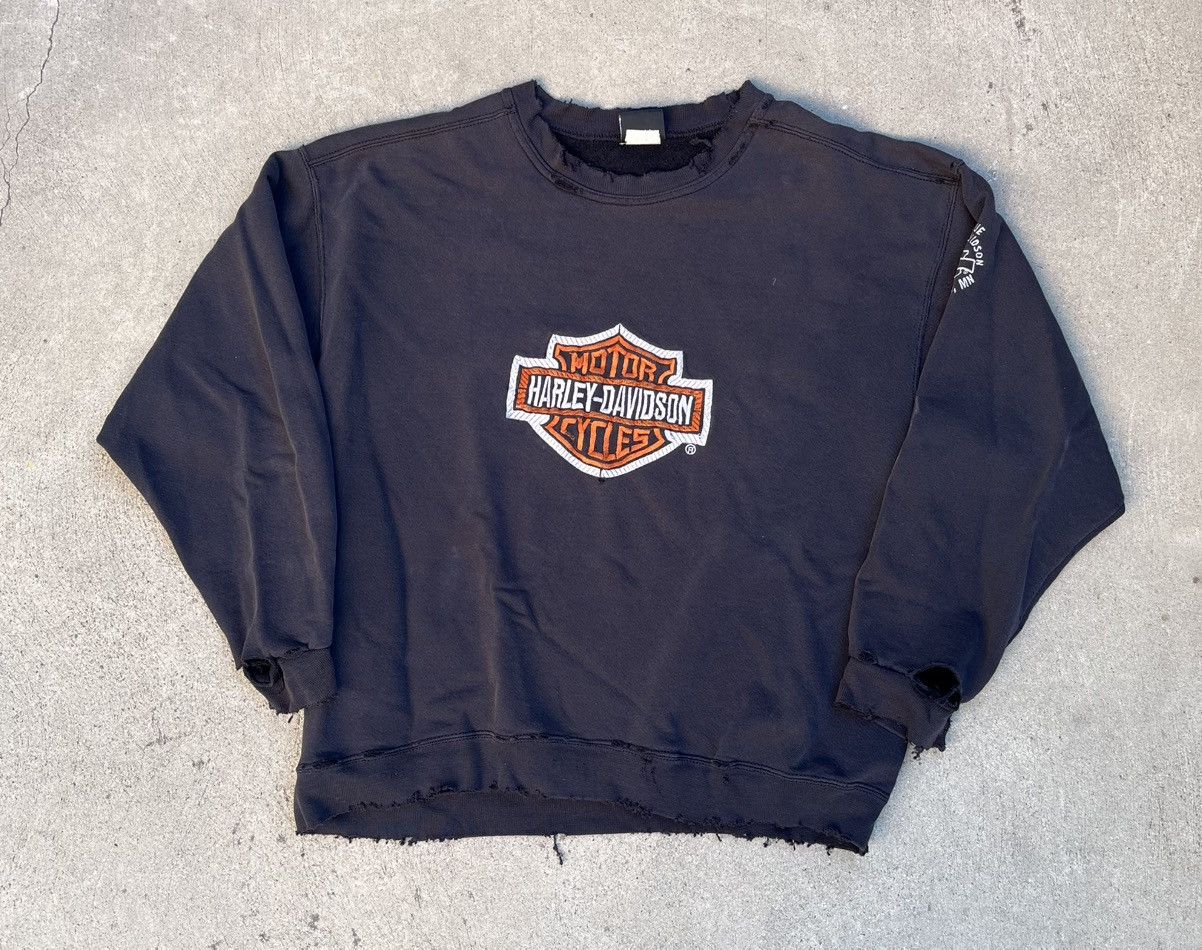 Vintage Vintage Harley Davidson Crewneck Sweatshirt Thrashed Distres Size US L / EU 52-54 / 3 - 9 Thumbnail