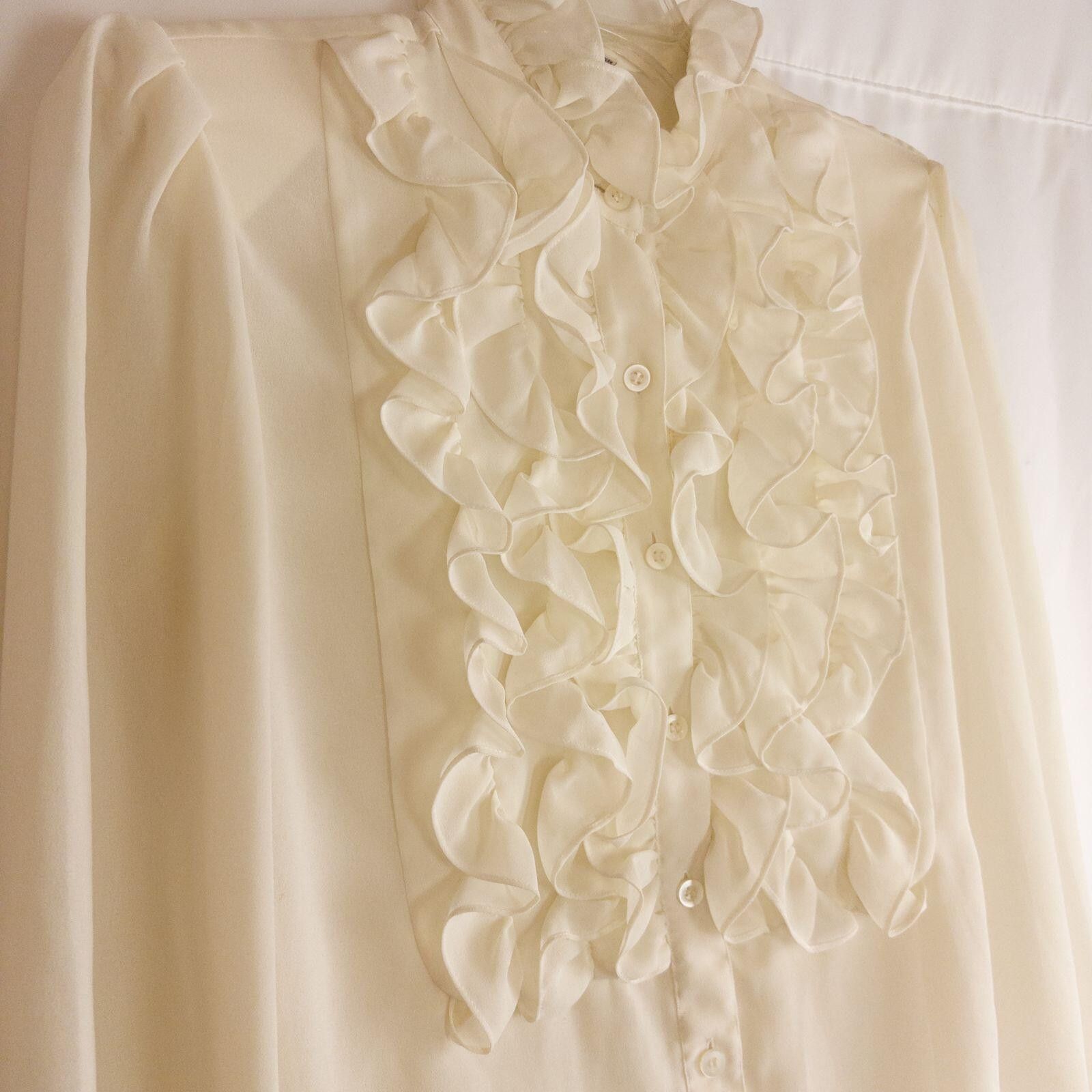 Other Lloyd Williams Vintage Ivory Solid Blouse Womens 8 Medium Size M / US 6-8 / IT 42-44 - 5 Thumbnail
